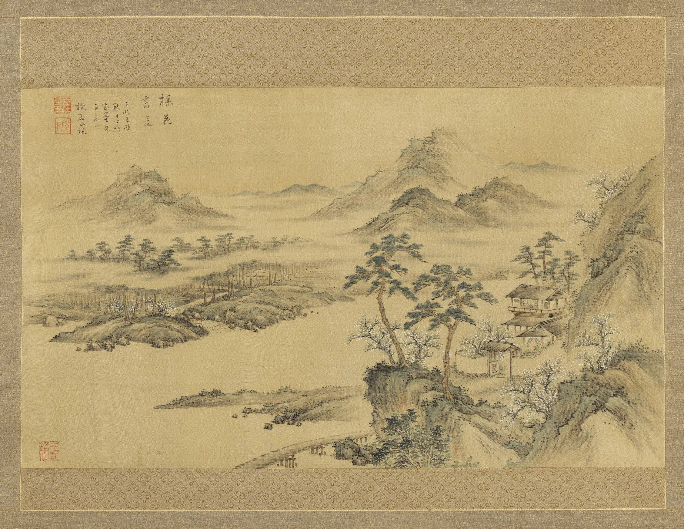 清代【顾复（枕石山樵）】《梅花书屋图轴》