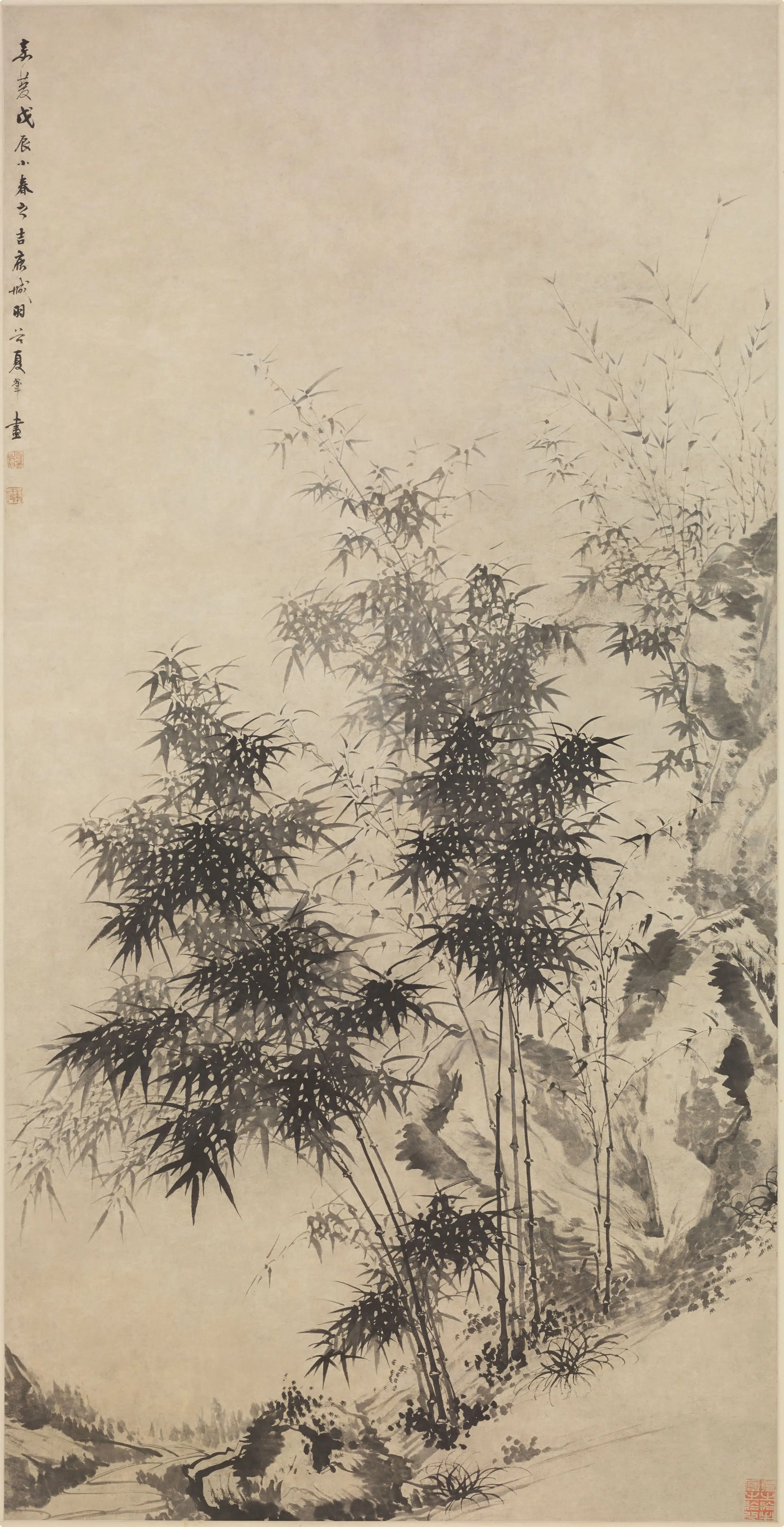 清代【夏翚】《竹石图轴-2》