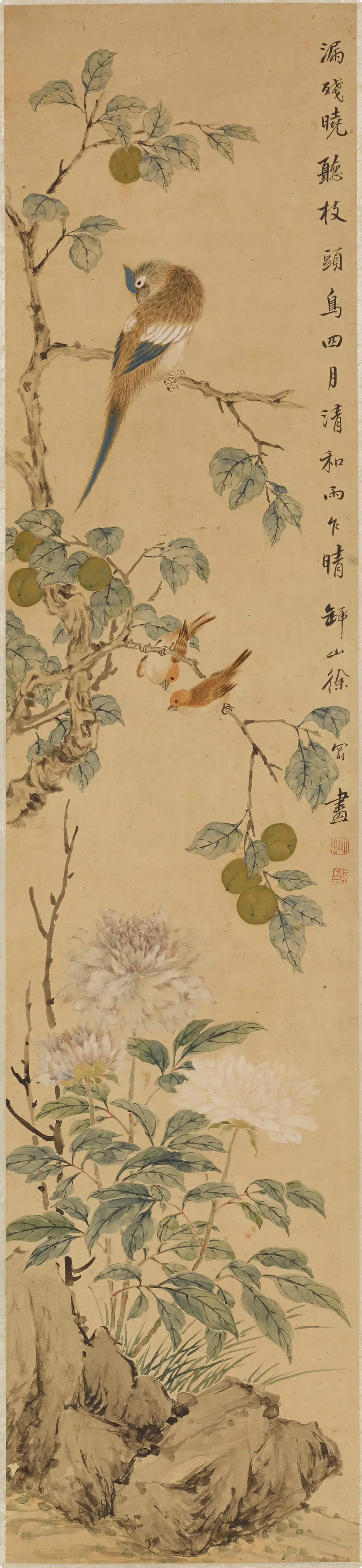 清代【徐冈】《花鸟图轴》