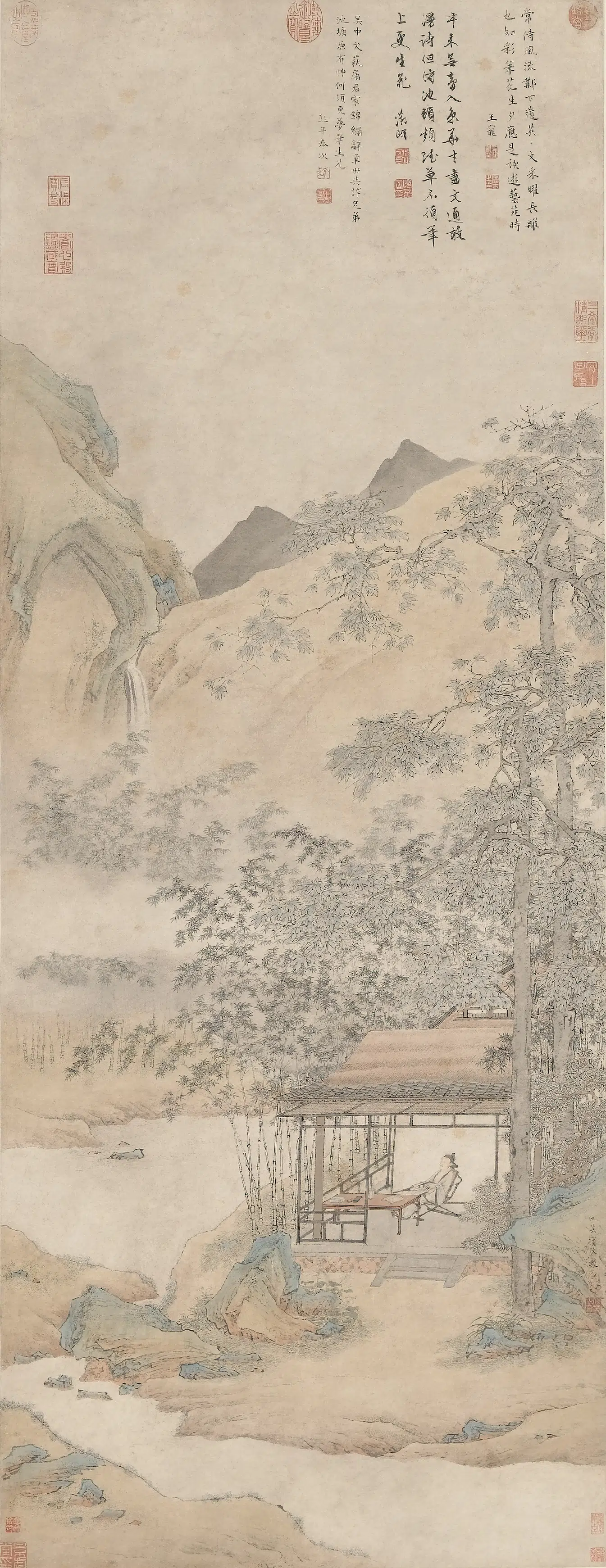 明朝【仇英】《梧竹书堂图轴》