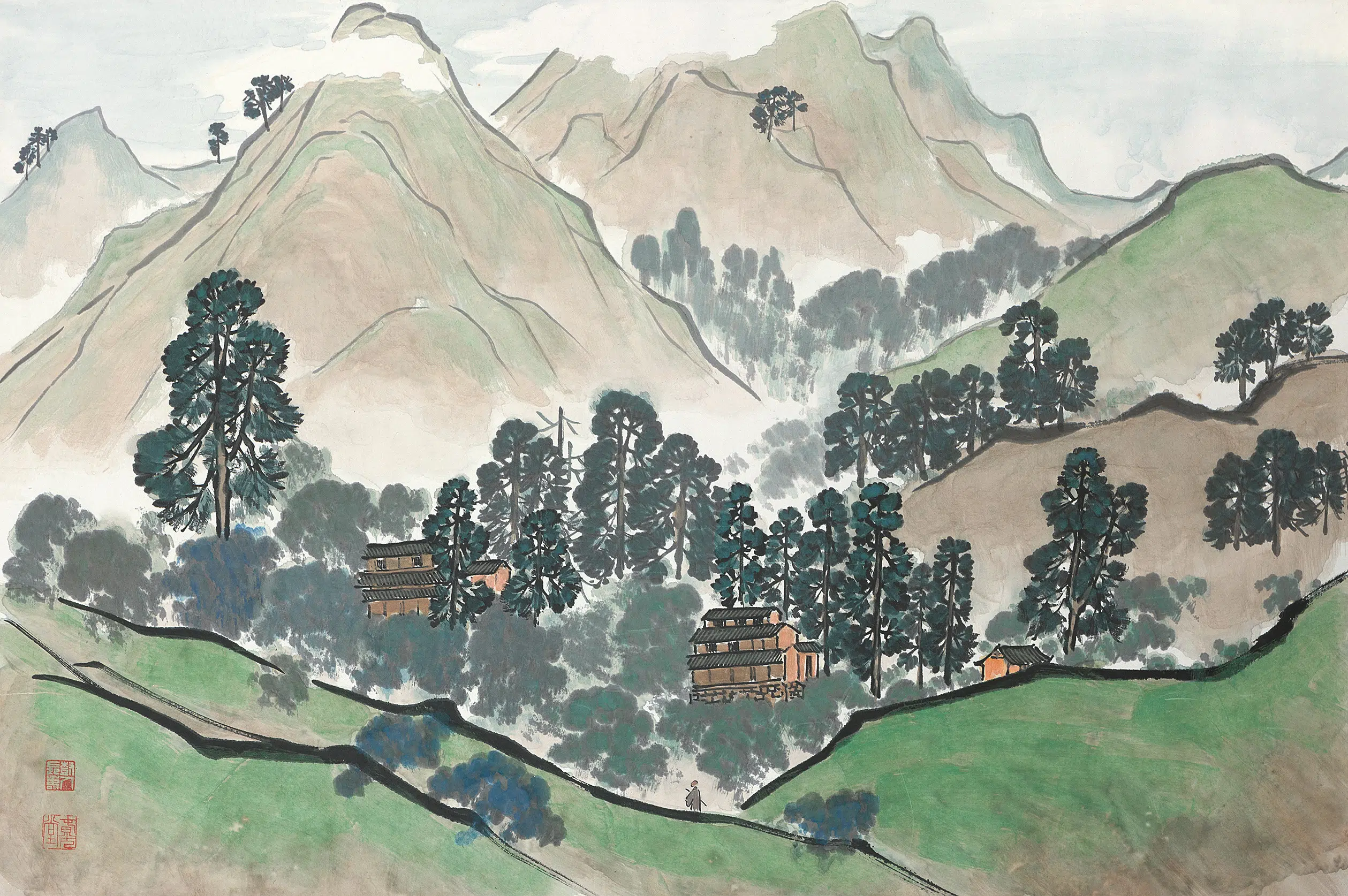 近代【陈树人】《山水横》
