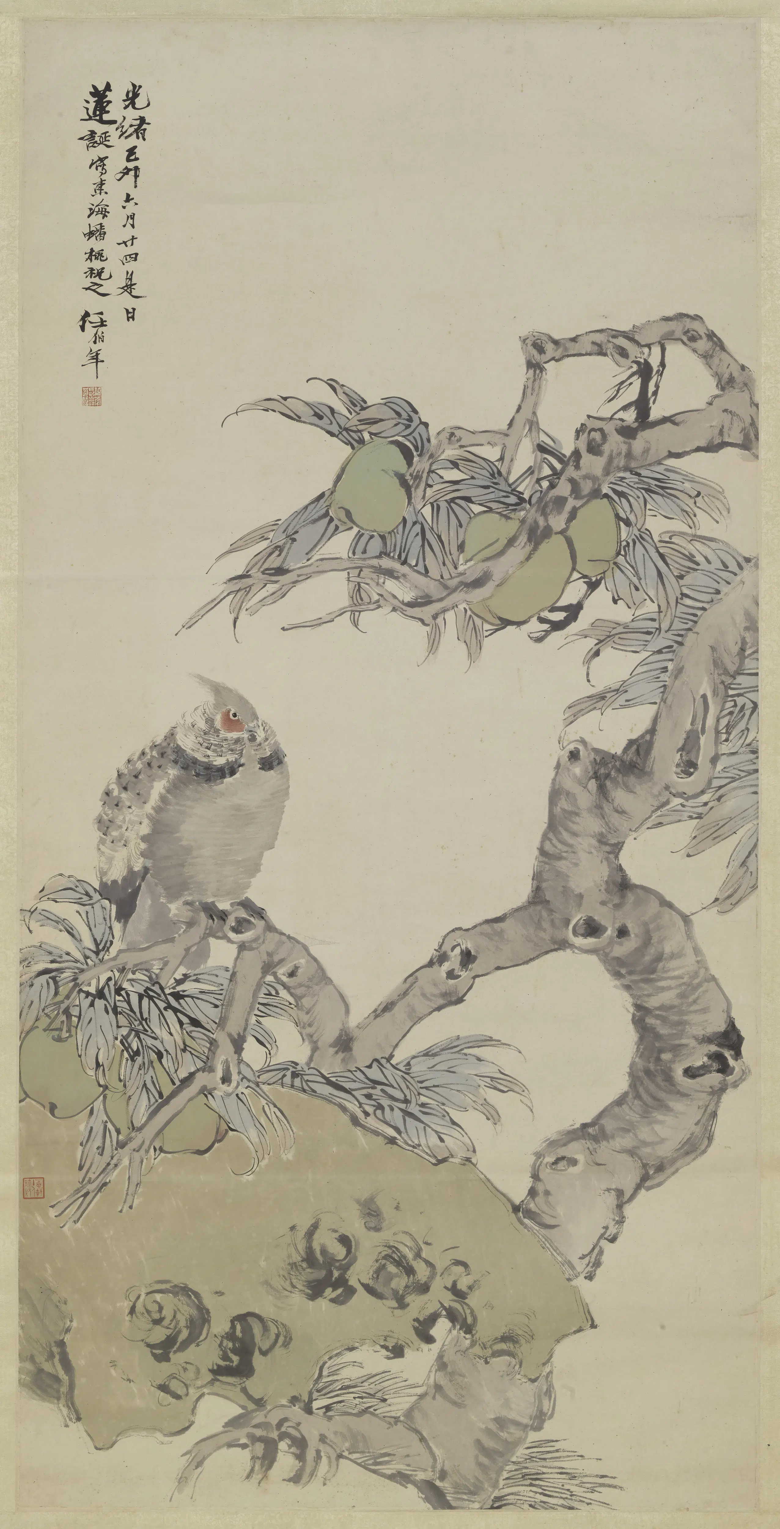 清代【任伯年（任颐）】《花鸟图轴》