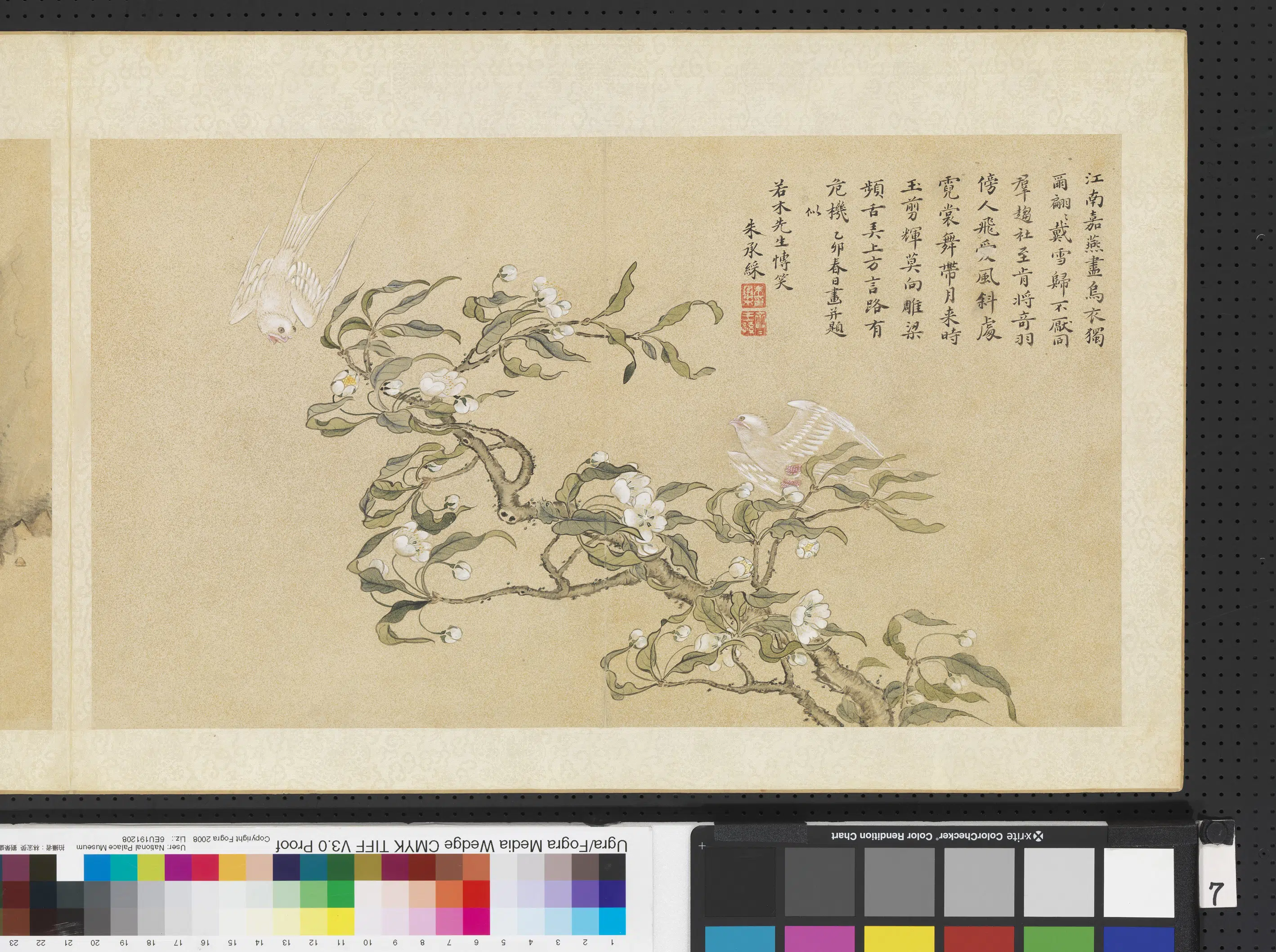 明朝【朱承彩】《明人画幅集册-梨花白燕》