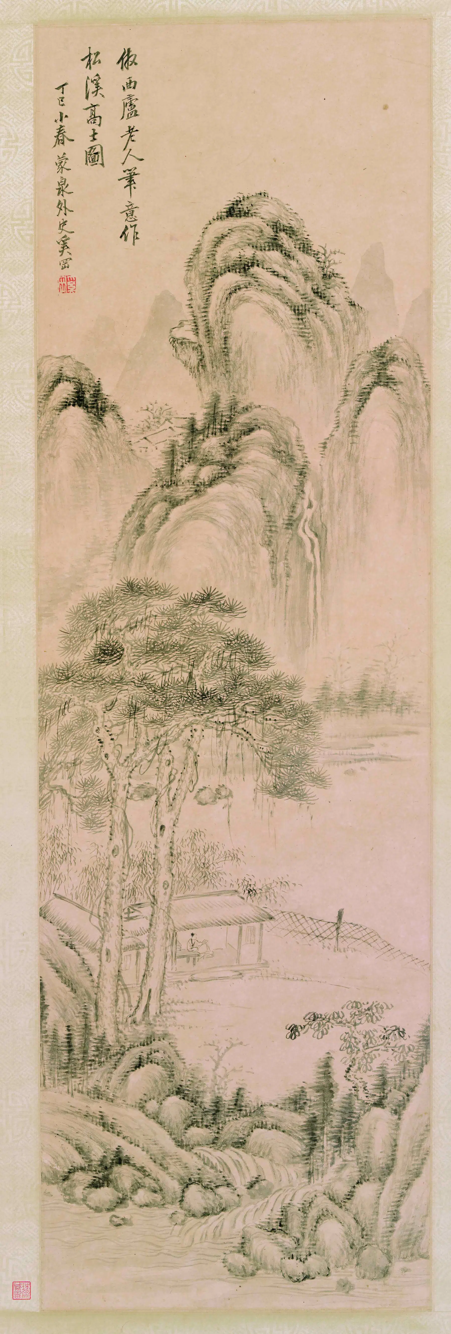清代【奚冈】《松溪高士图轴》