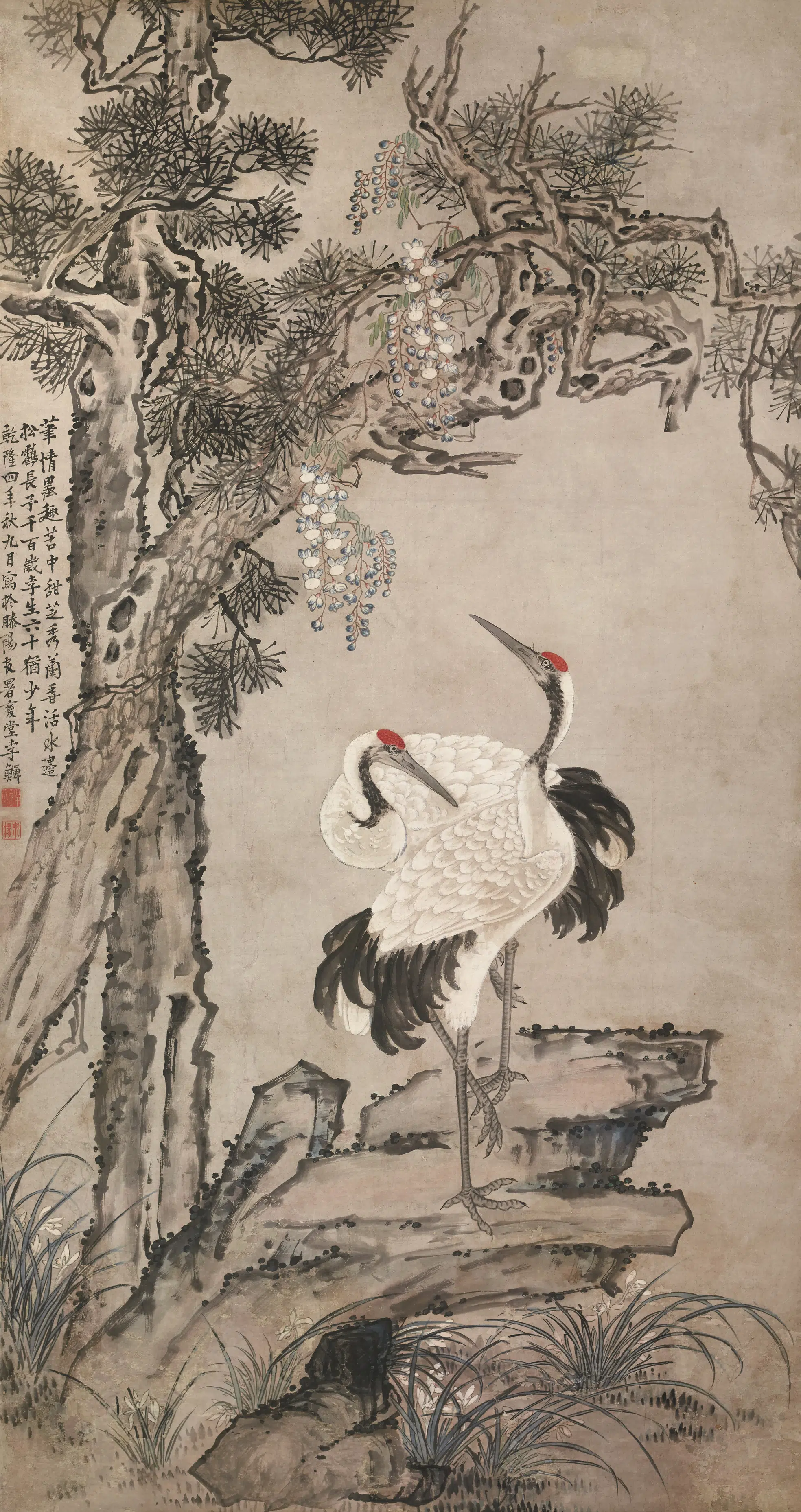 清代【李鱓】《松鹤延年图轴》