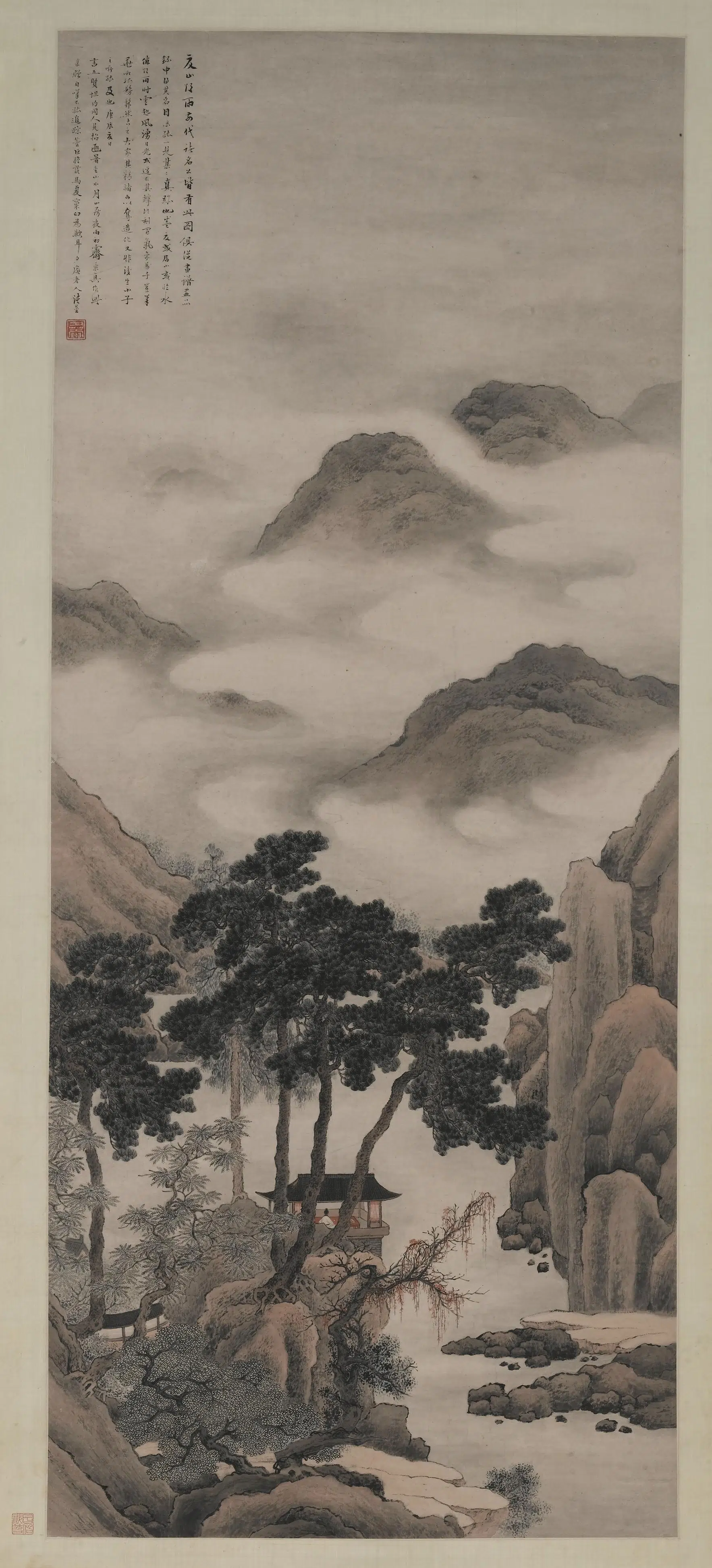 清代【张崟】《夏山欲雨图轴》