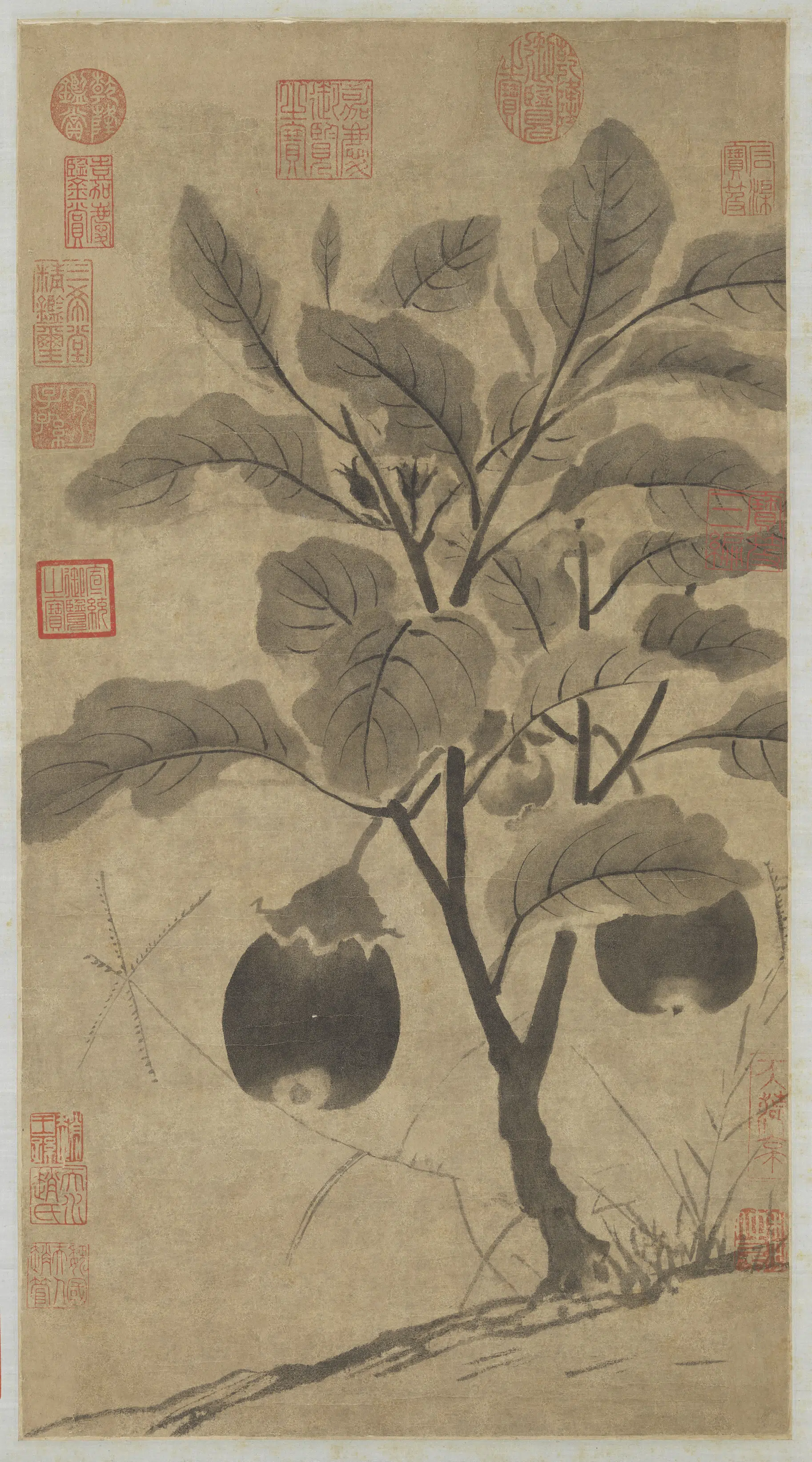 元代【管道升】《画茄图轴》