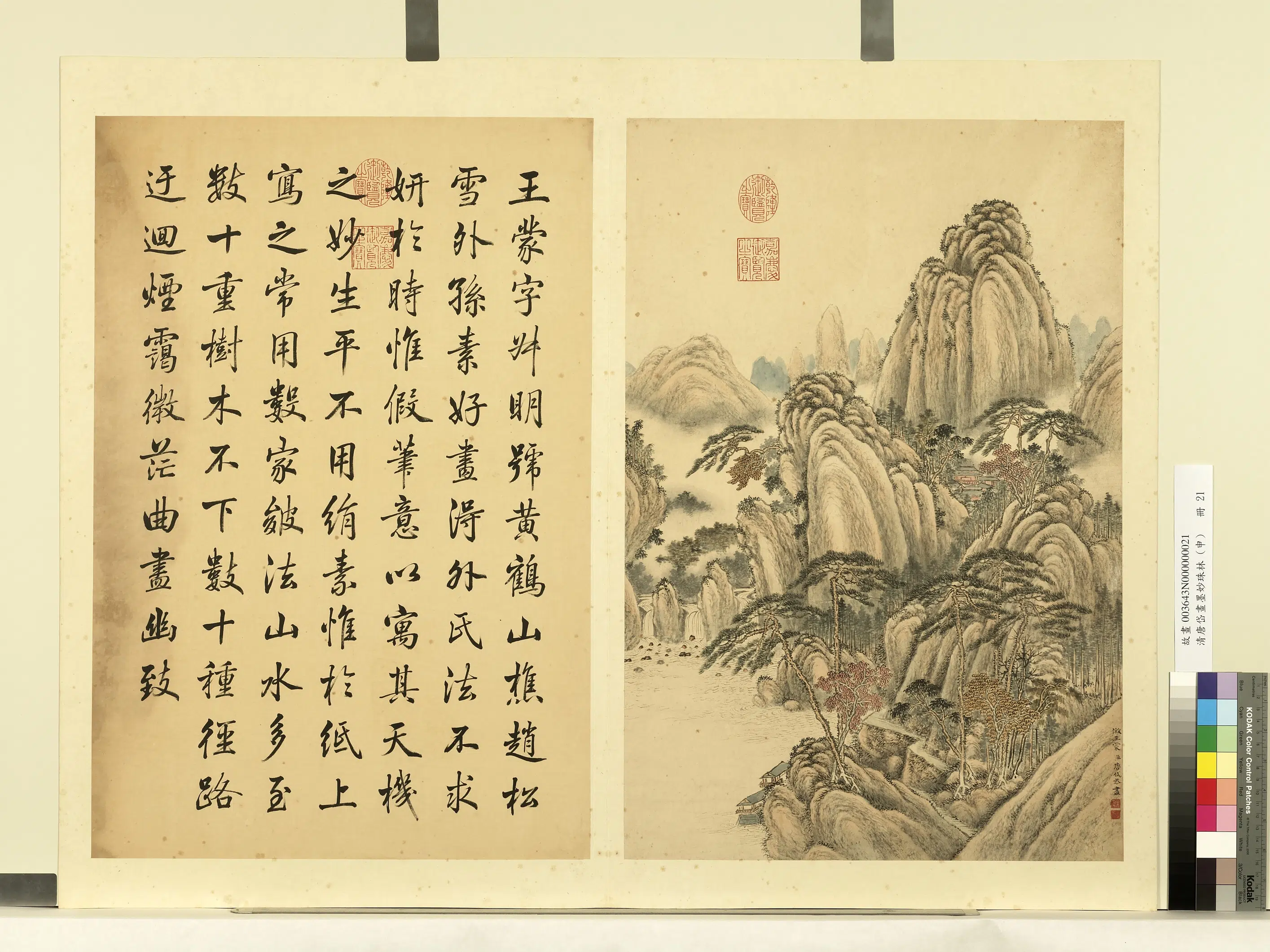 清代【唐岱】《画墨妙珠林（申）册-仿王蒙山水》