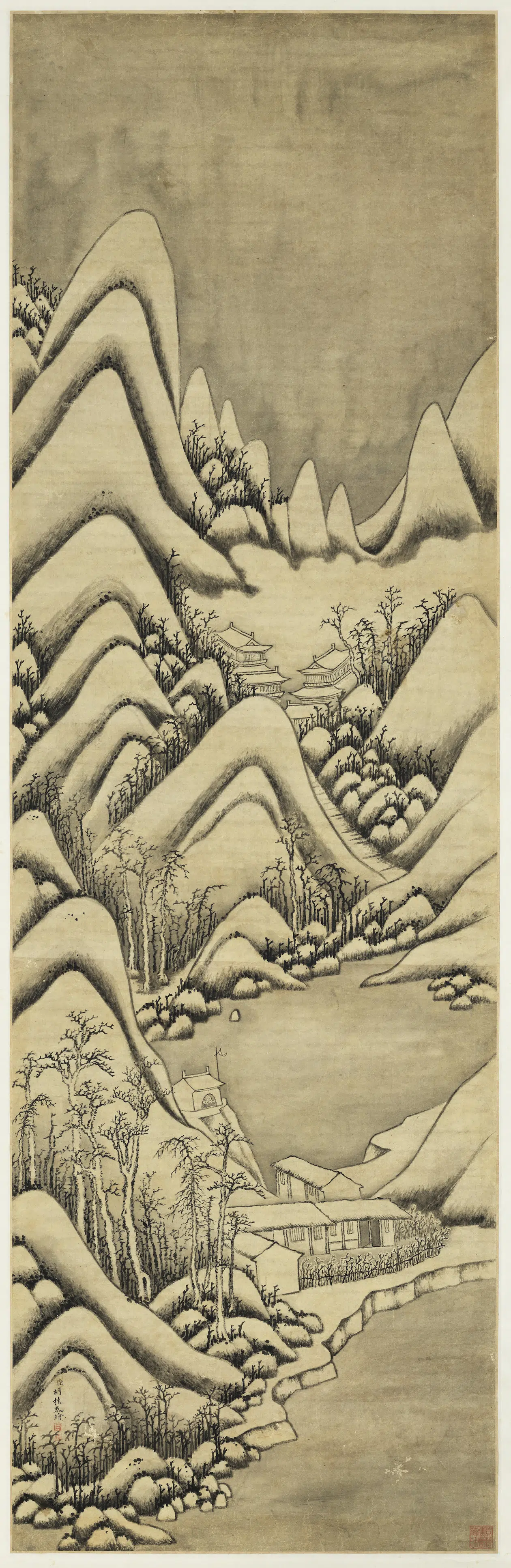 清代【胡桂】《雪山萧寺图轴》 第1张 清代【胡桂】《雪山萧寺图轴》 第1张