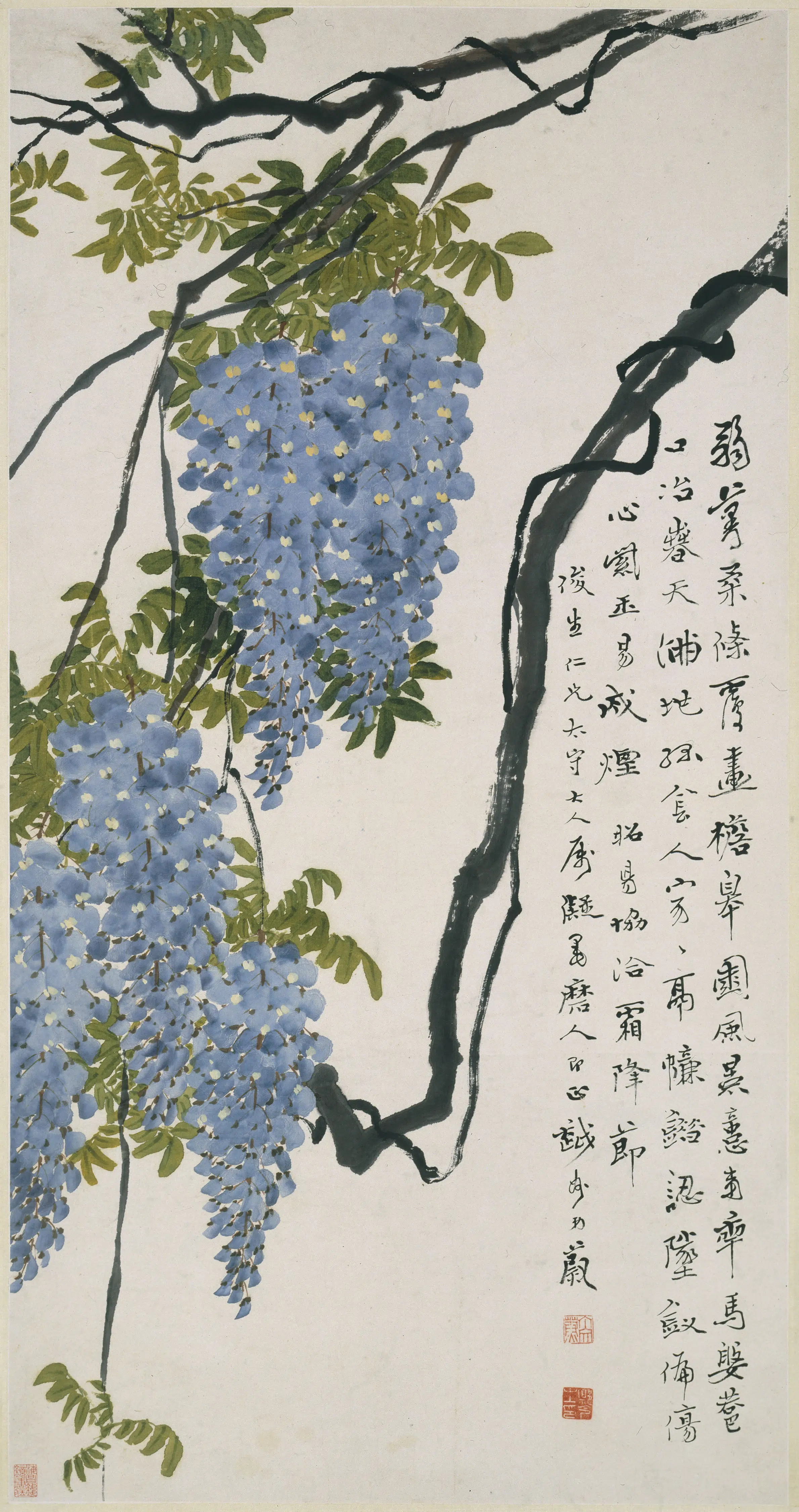 清代【丁文蔚】《紫藤图轴》