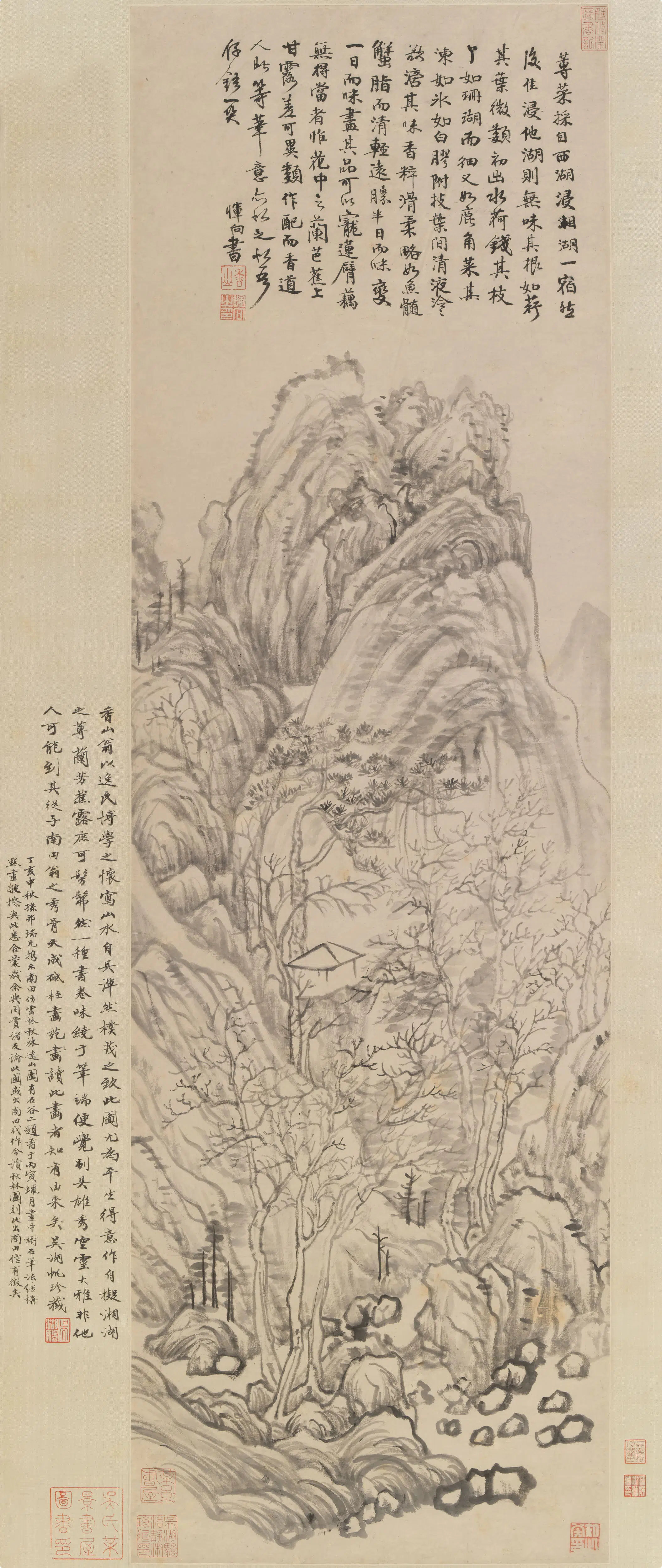 明朝【恽向】《崇山秋林图轴》