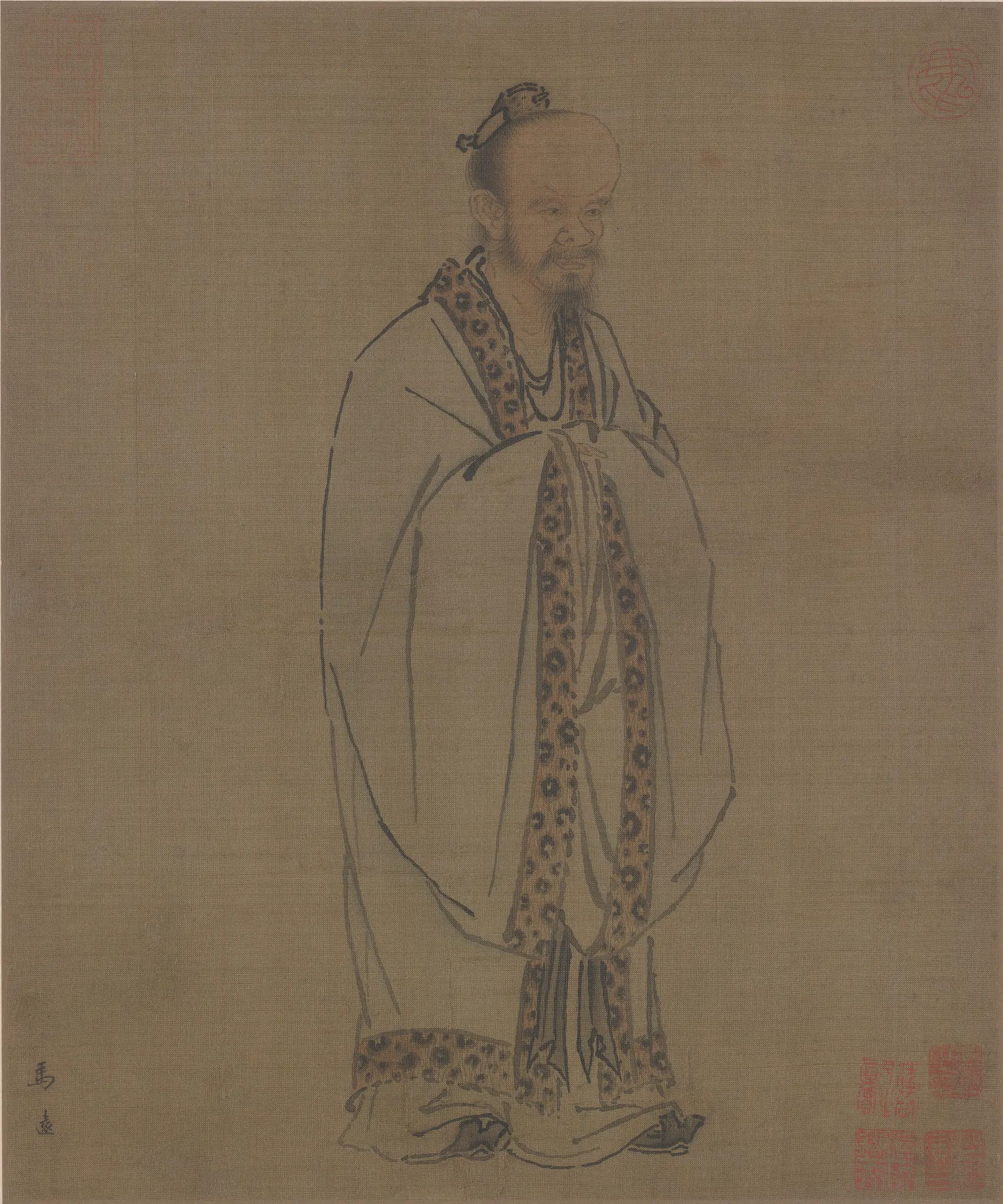 宋代【马远】《孔子像图页》