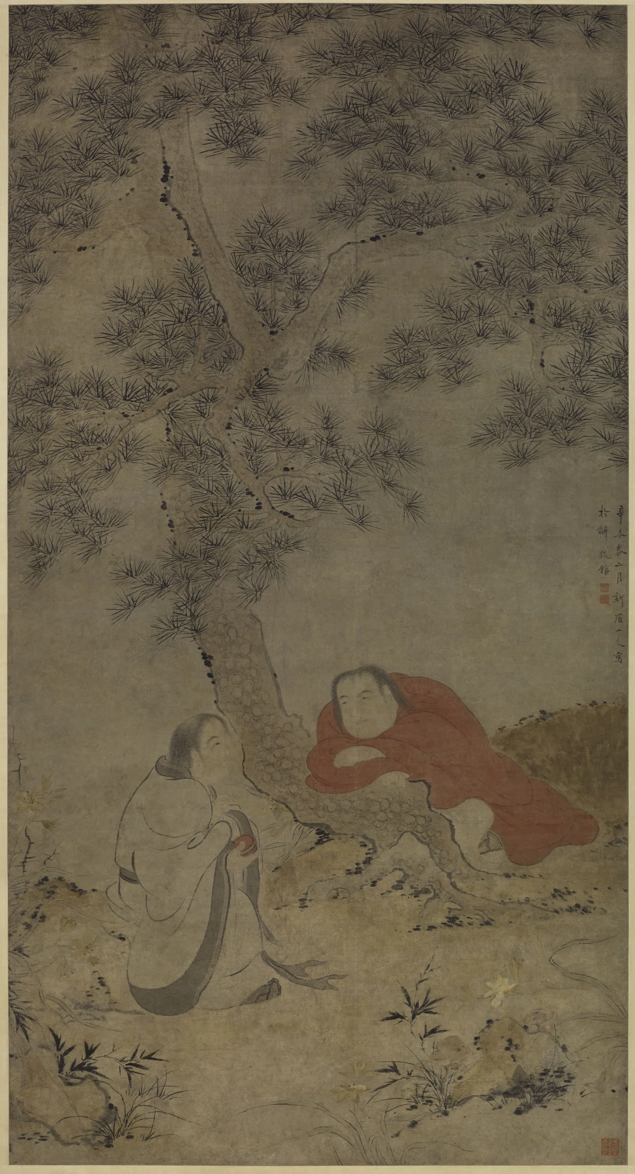 清代【华喦（华岩)】《寒山拾得图轴》