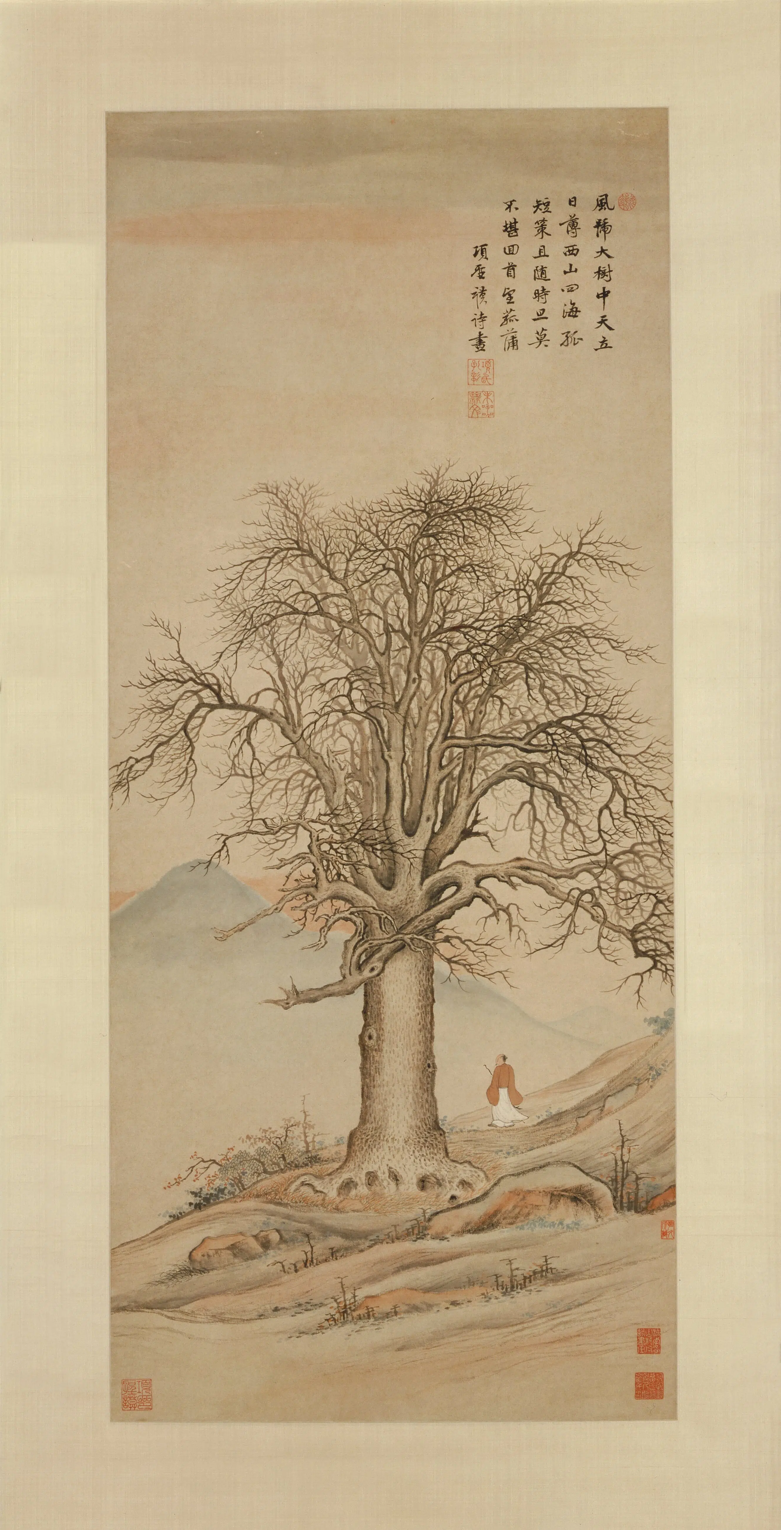 明朝【项圣谟】《大树风号图轴》 第1张