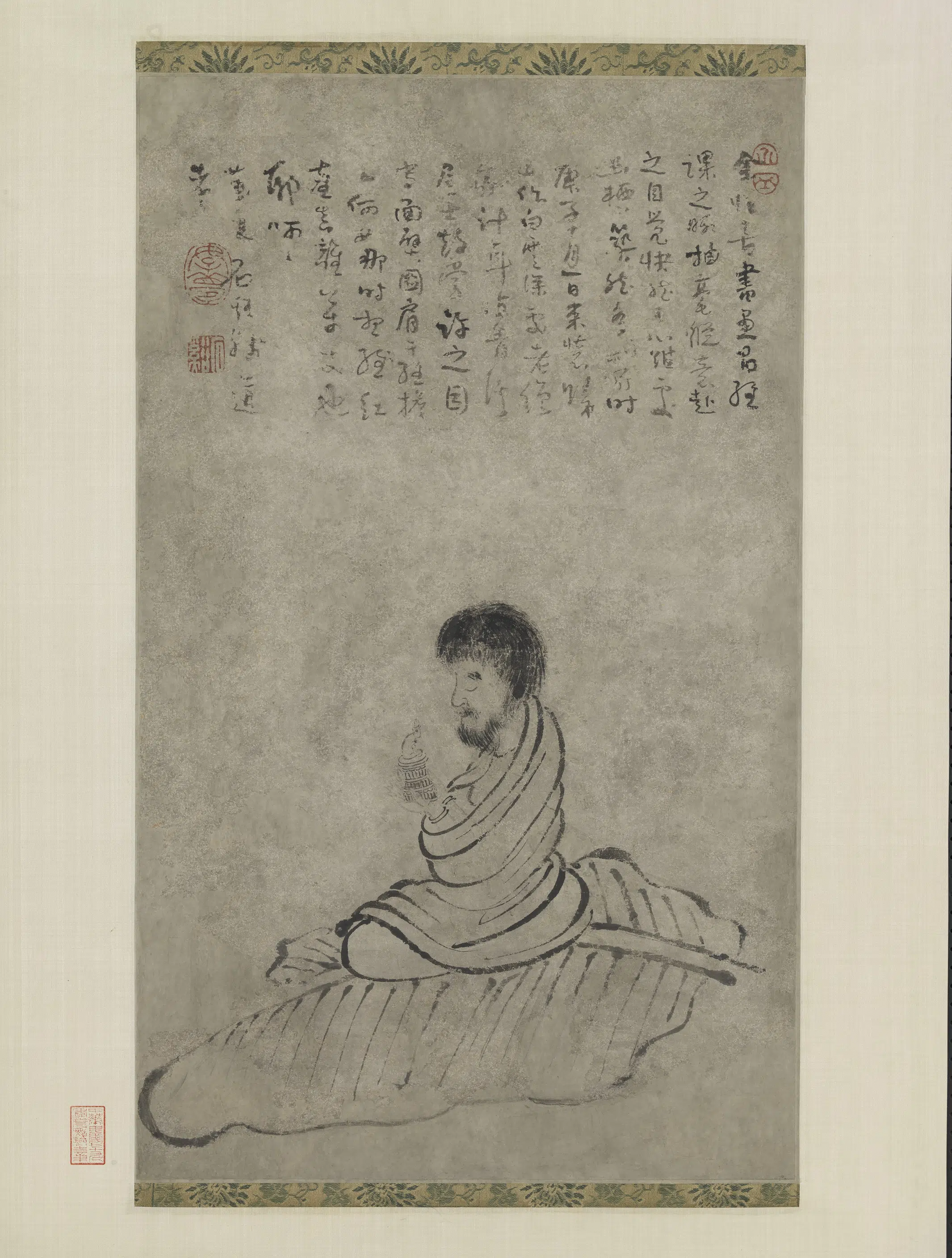 清代【髡残(石谿-髠残)】《面壁图轴》 第1张