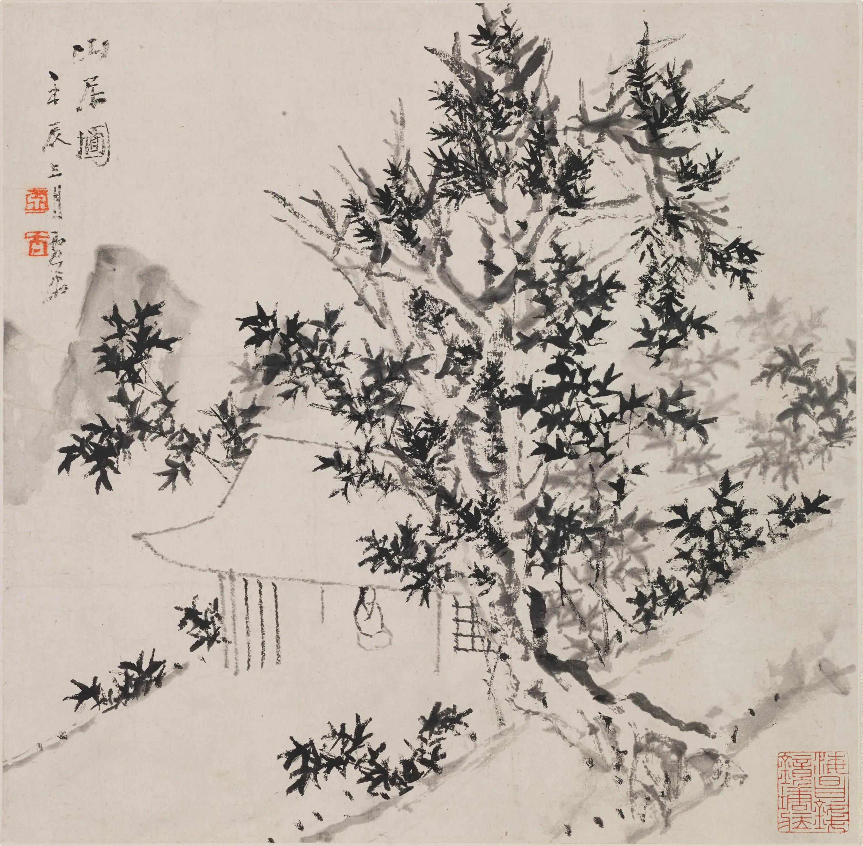 清代【虚谷】《山居图轴》