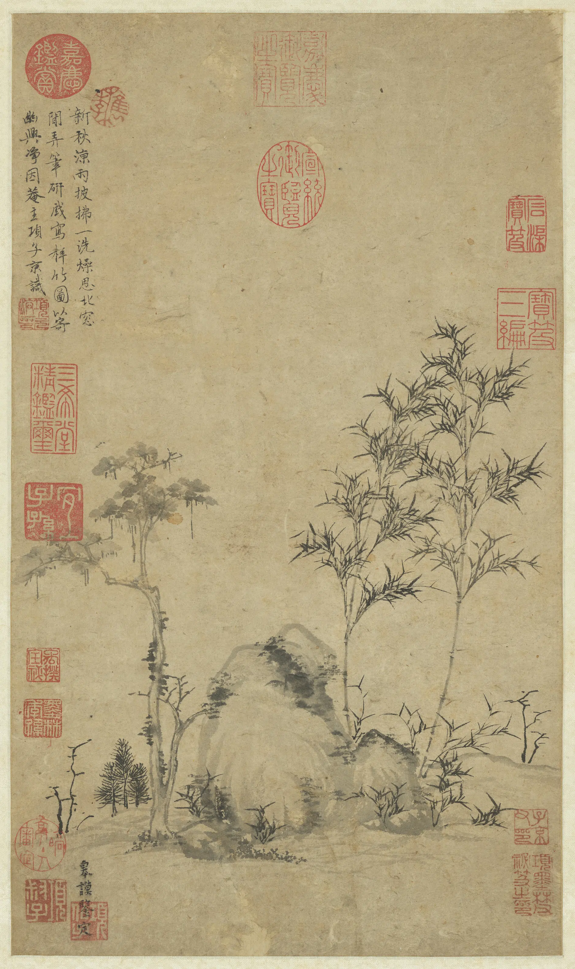 明朝【项元汴】《梓竹图轴》