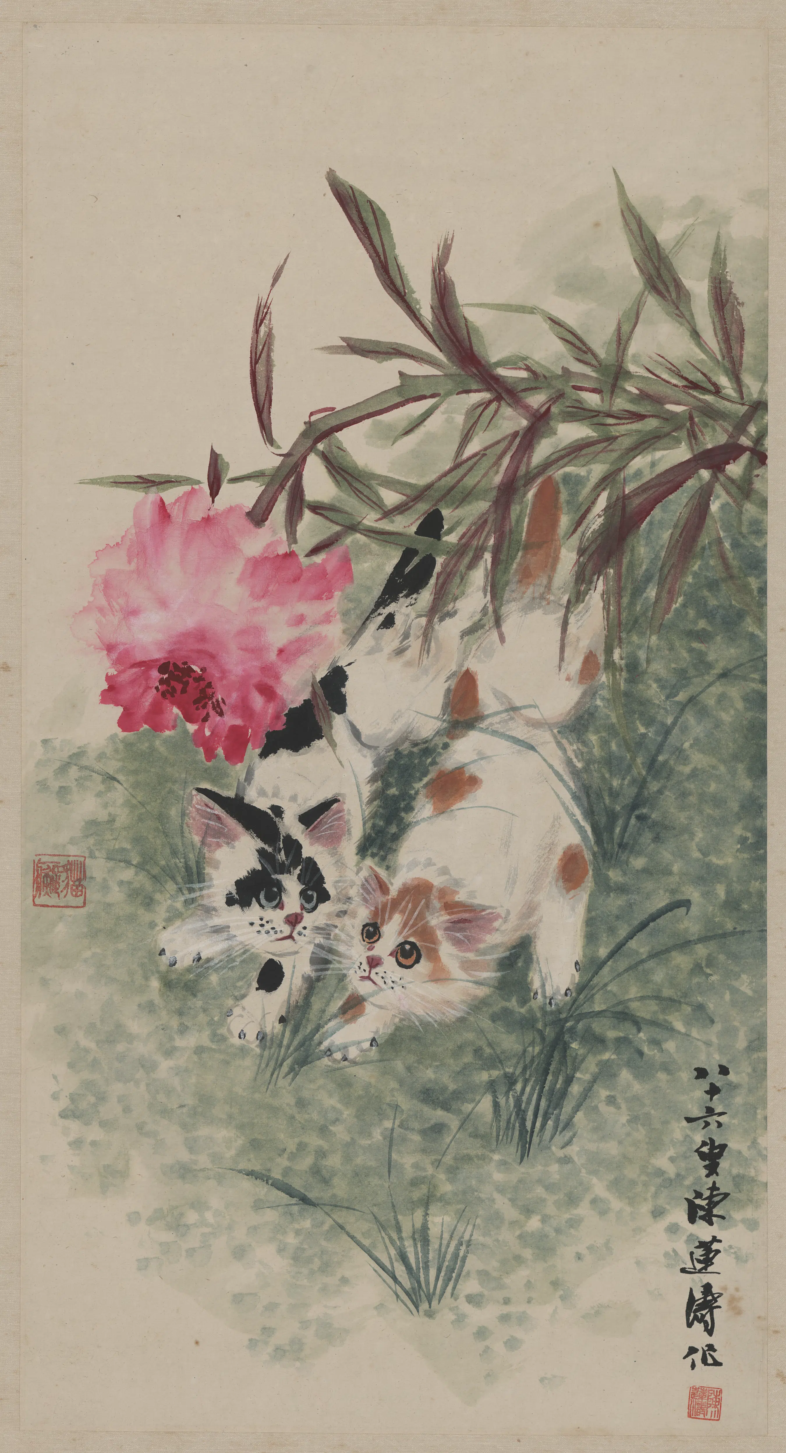 近现代【陈莲涛】《双猫图》 第1张 近现代【陈莲涛】《双猫图》 第1张