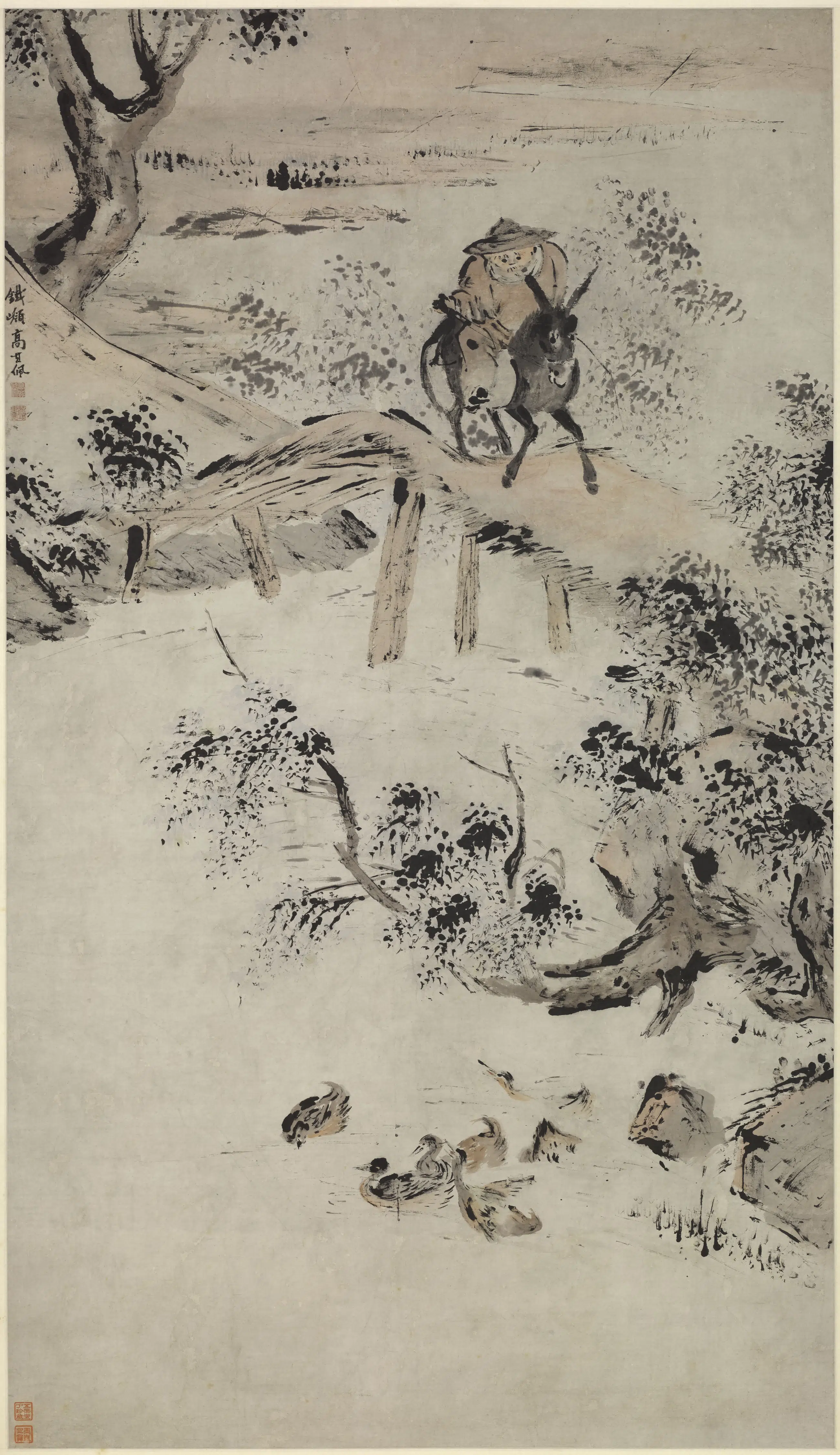 清代【高其佩】《策驴郊行图轴》