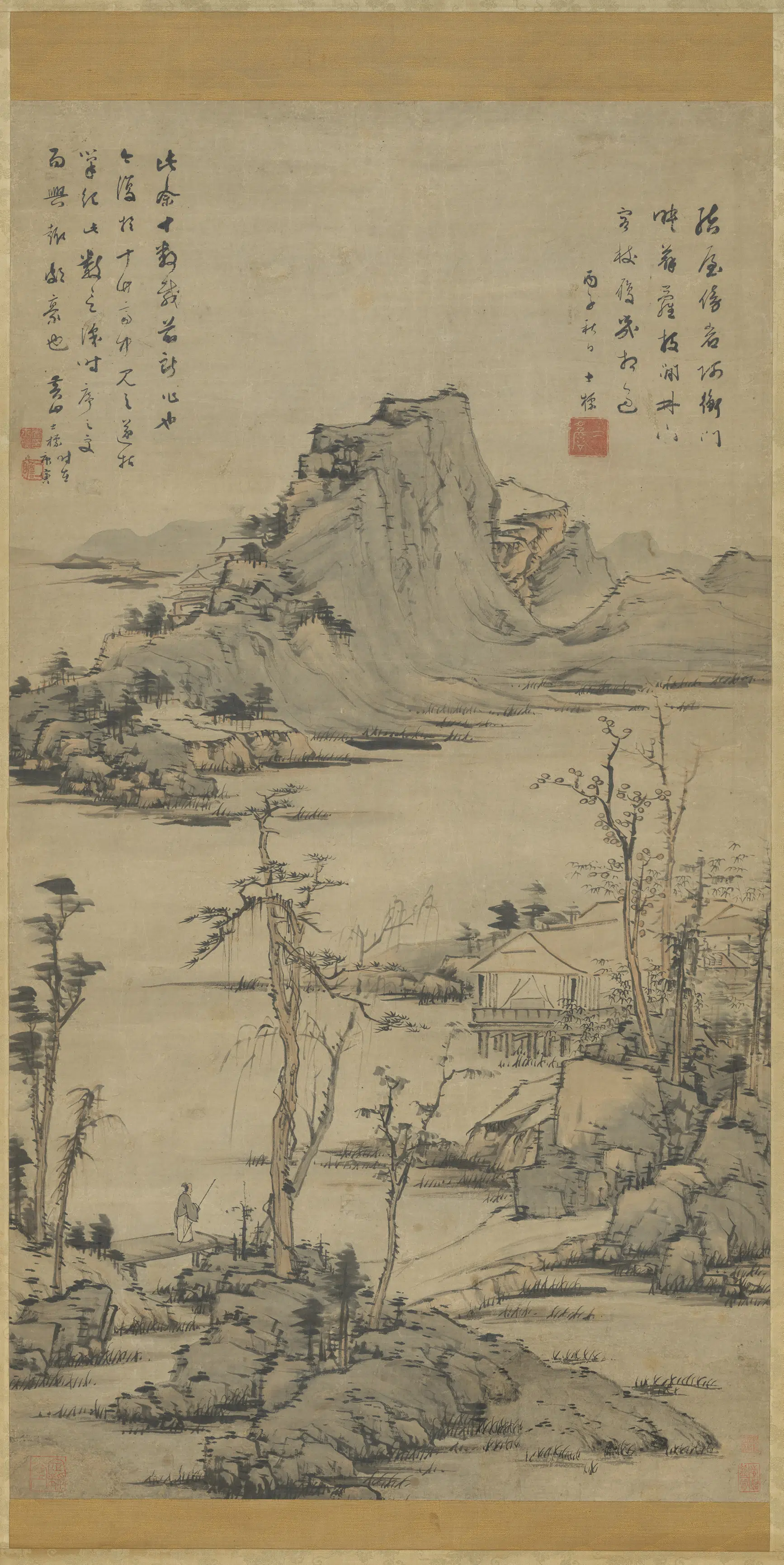 清代【查士标】《浅绛山水图轴》