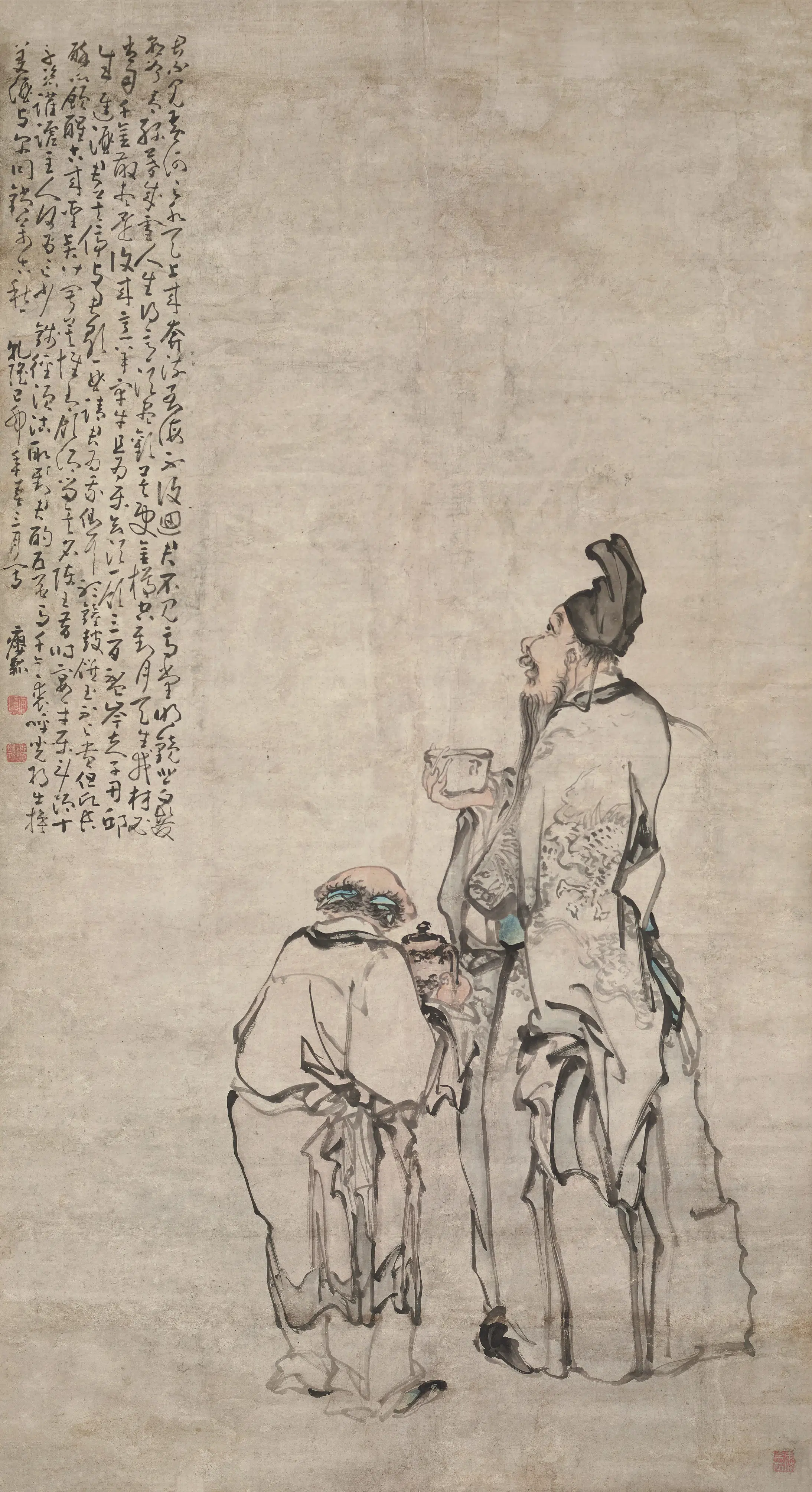 清代【黄慎】《李白将进酒诗意图轴》