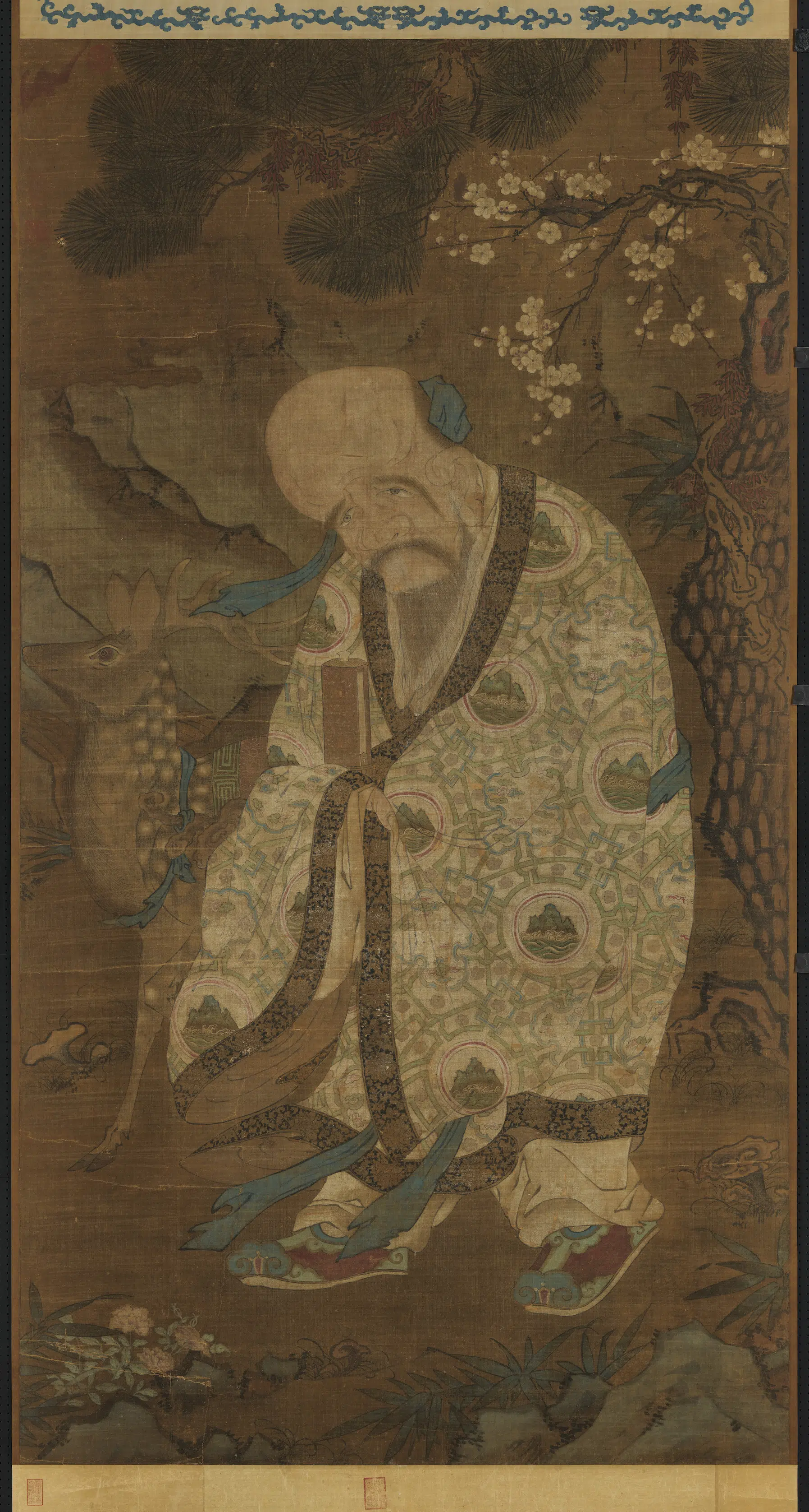 宋代《宋人画寿星图轴》