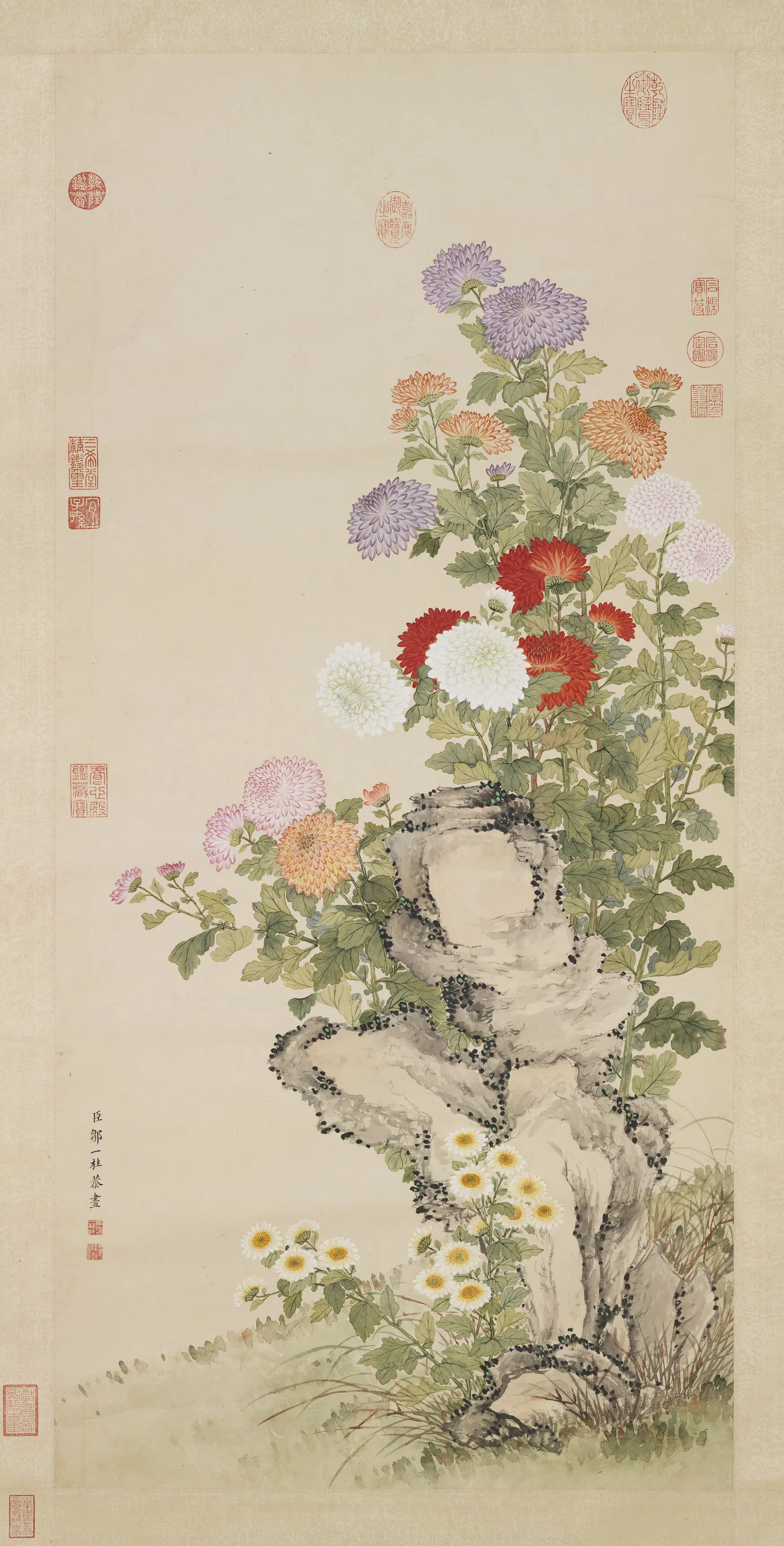 清代【邹一桂】《画菊图轴》