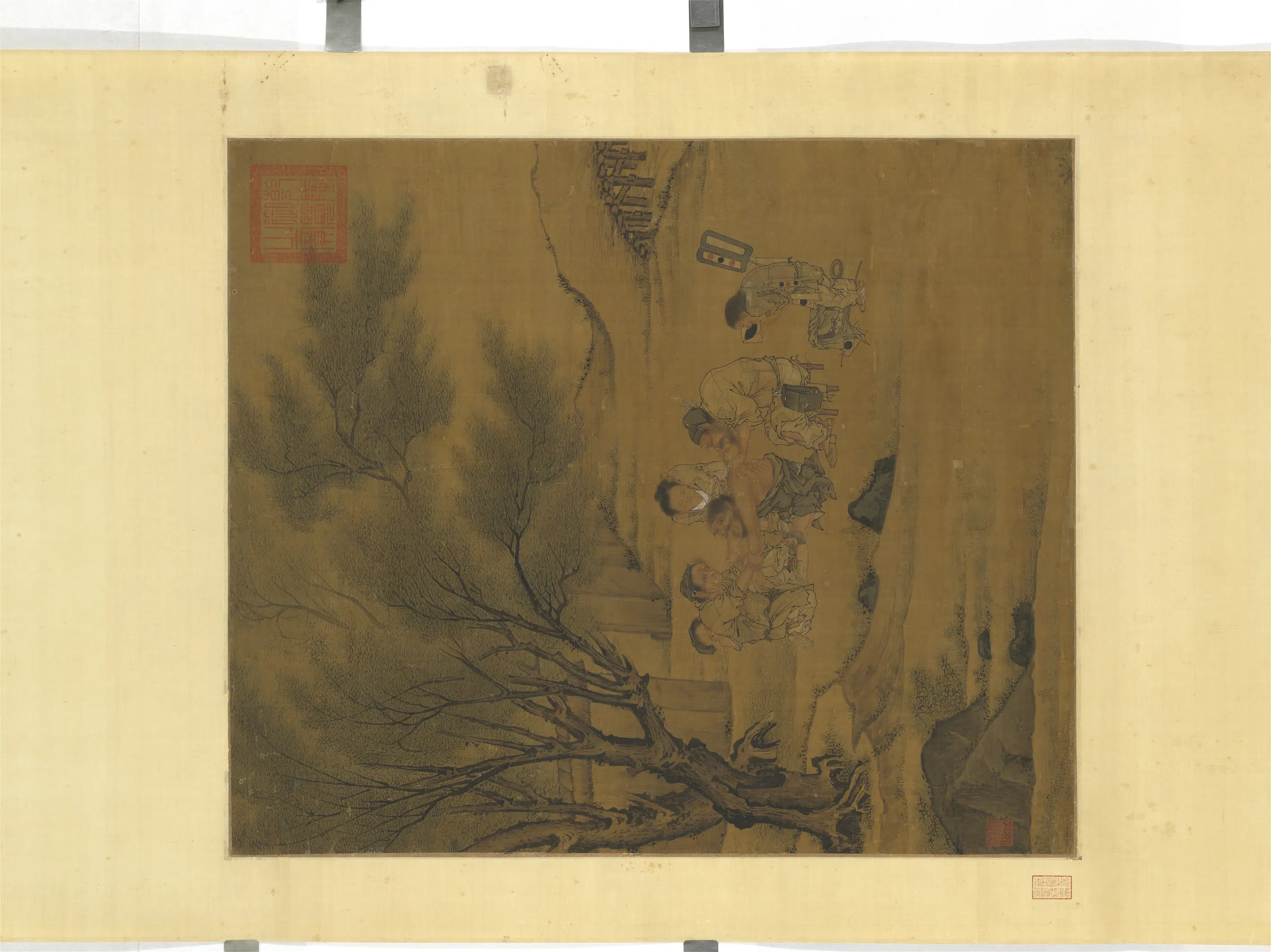 南宋【李唐】《炙艾图轴》