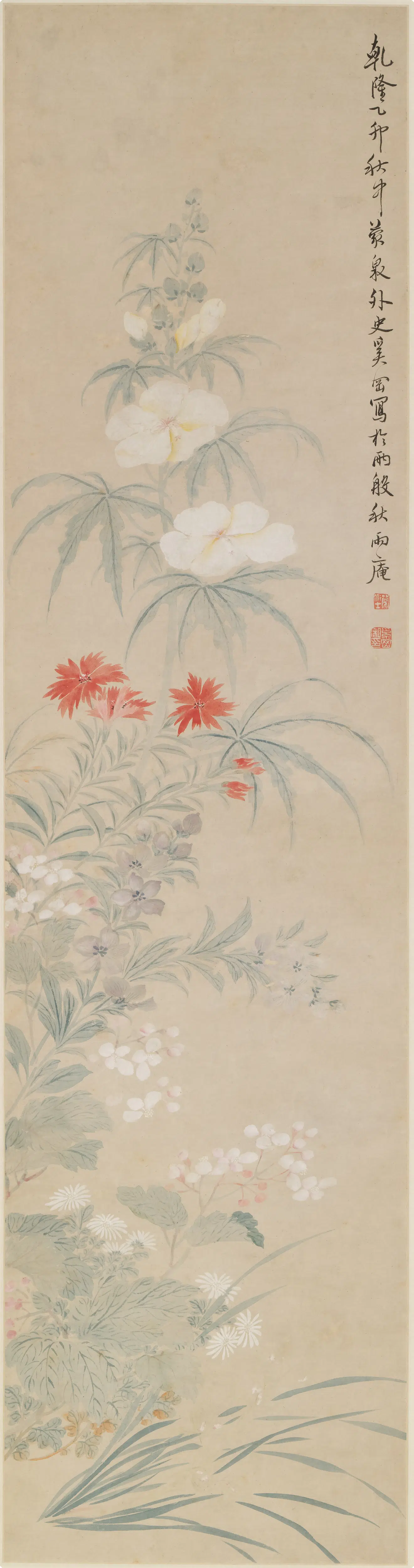 清代【奚冈】《秋花图轴》