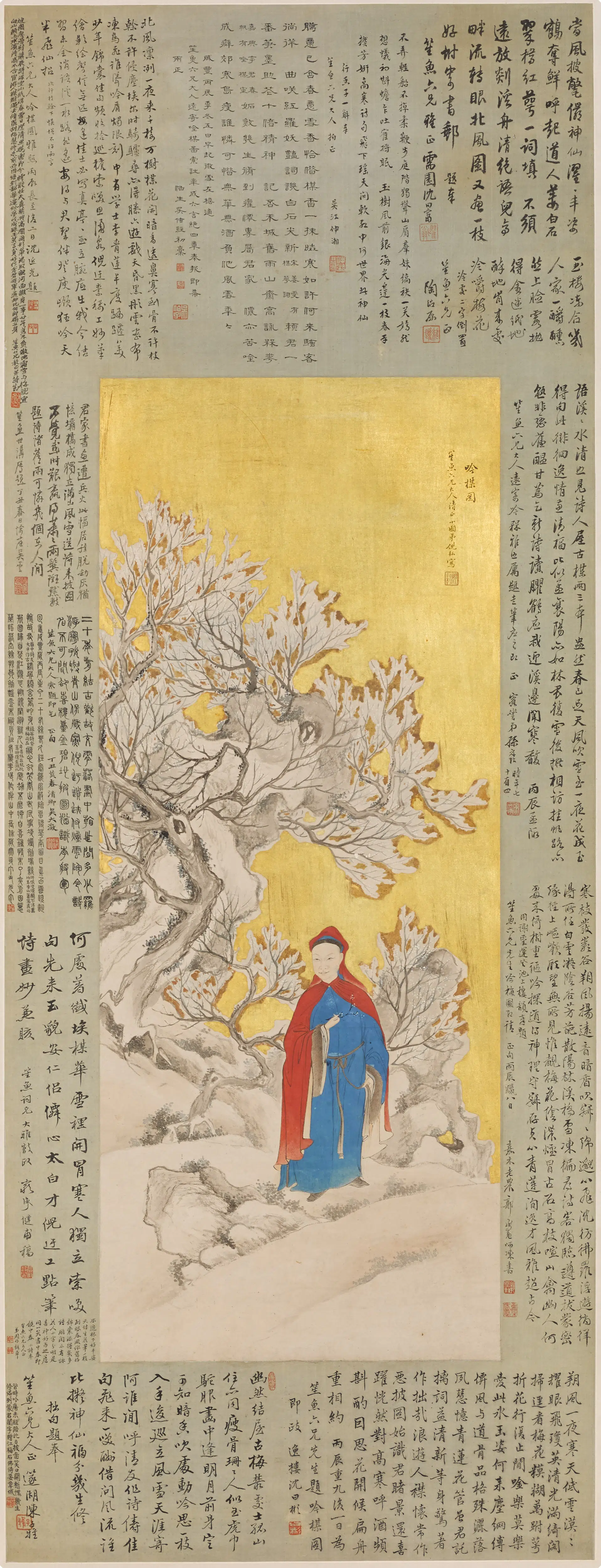 清代【倪耘】《李嘉福吟梅图轴》 第1张