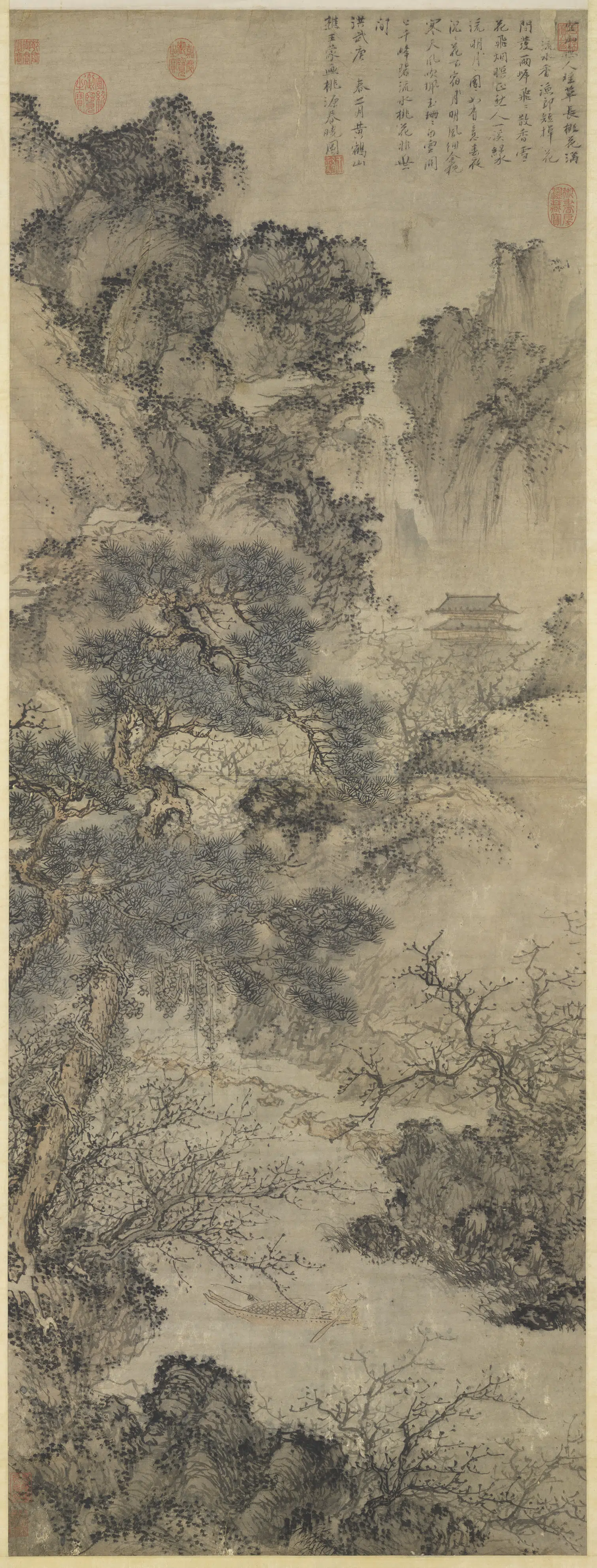 元朝【王蒙】《桃源春晓图轴》