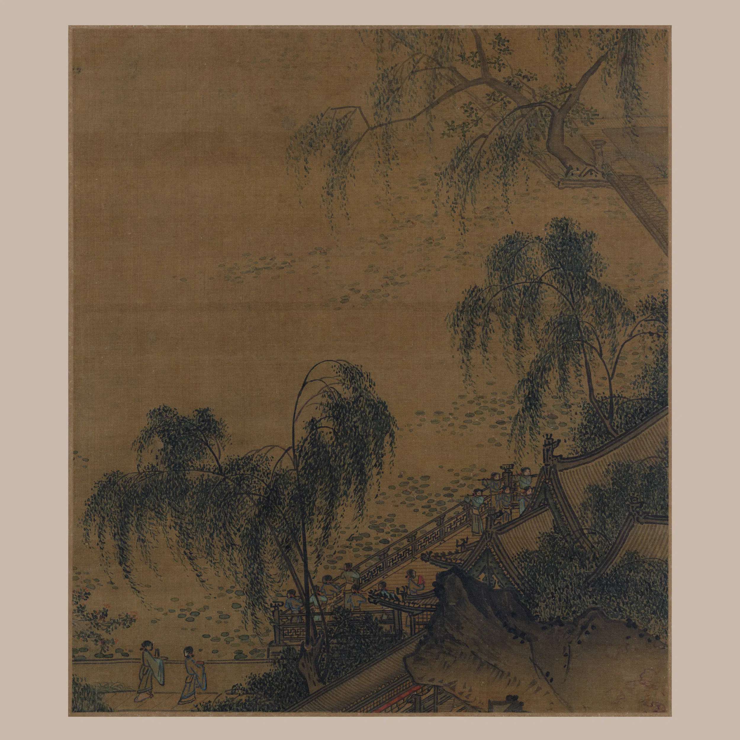 南宋【佚名】《荷塘按乐图页》