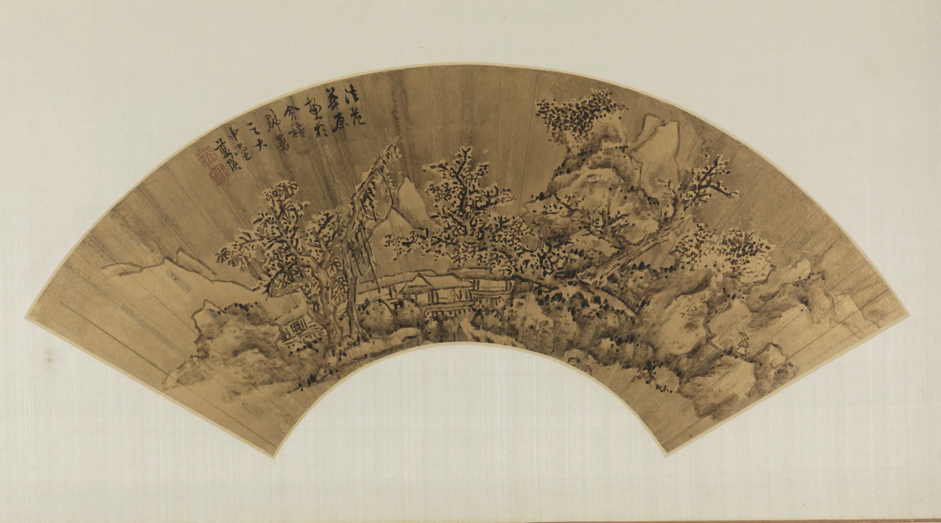 明朝【蓝瑛】《雪景山水扇页》