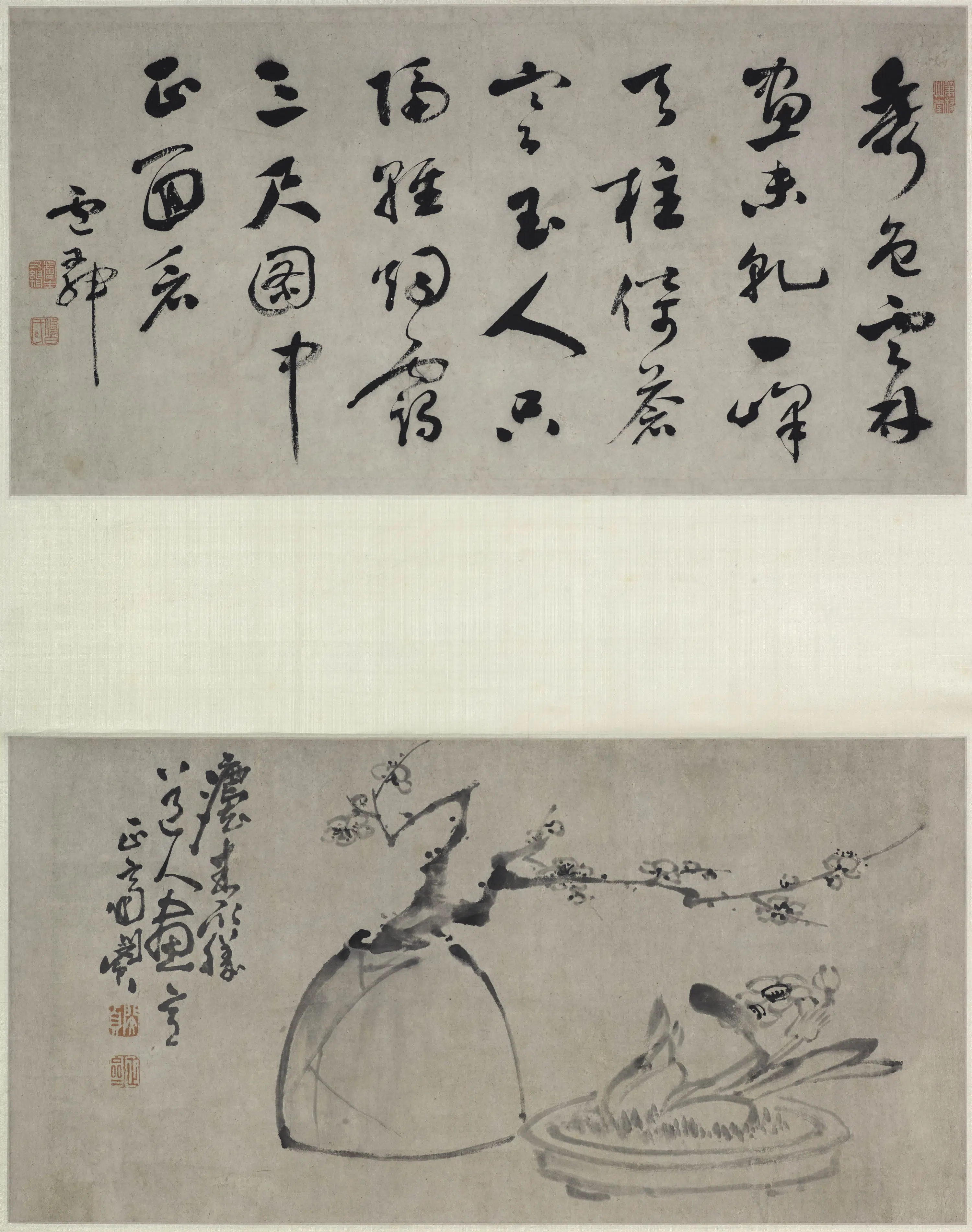 清代【闵贞】《岁寒清供图轴》