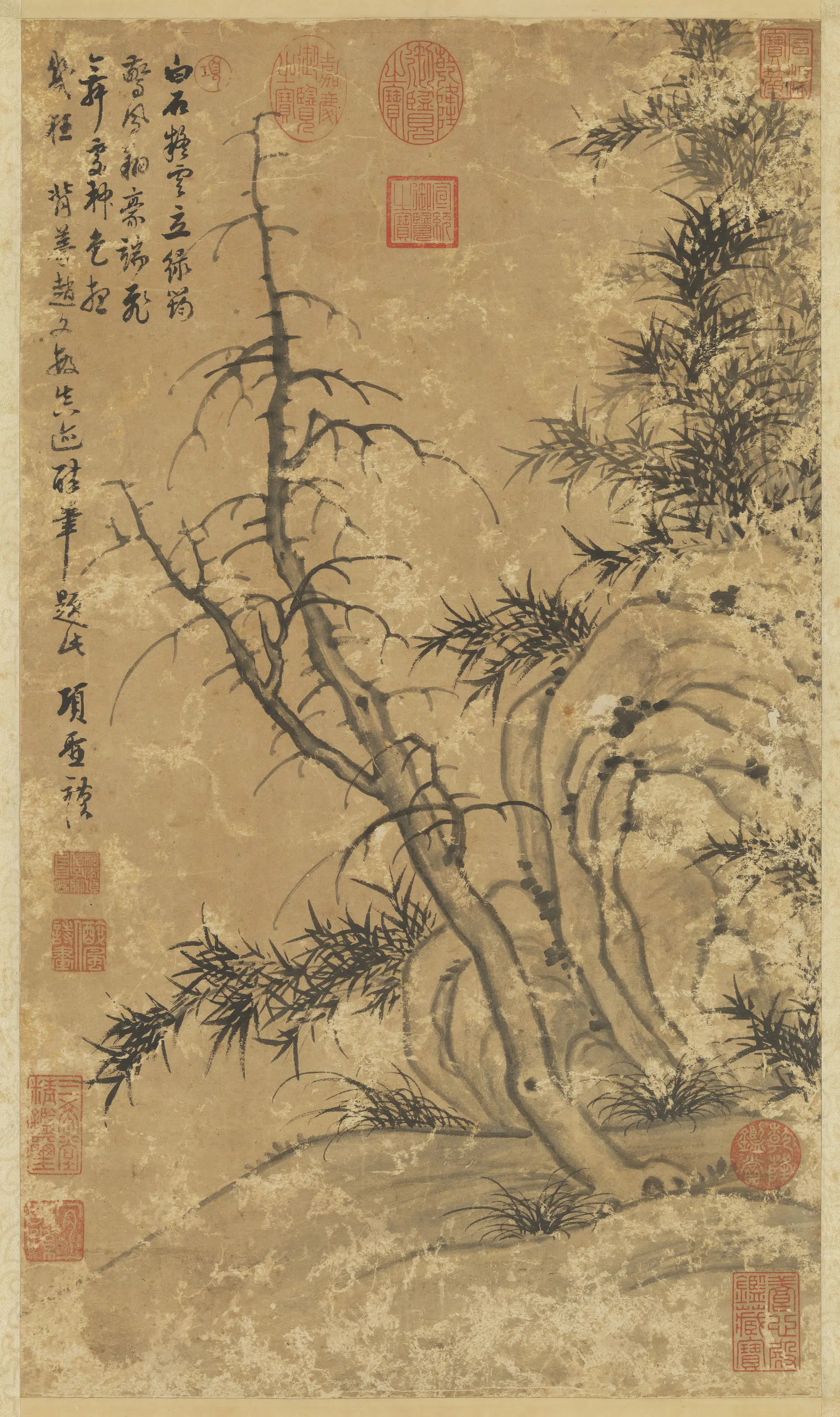 明朝【项圣谟】《古木幽篁图轴》
