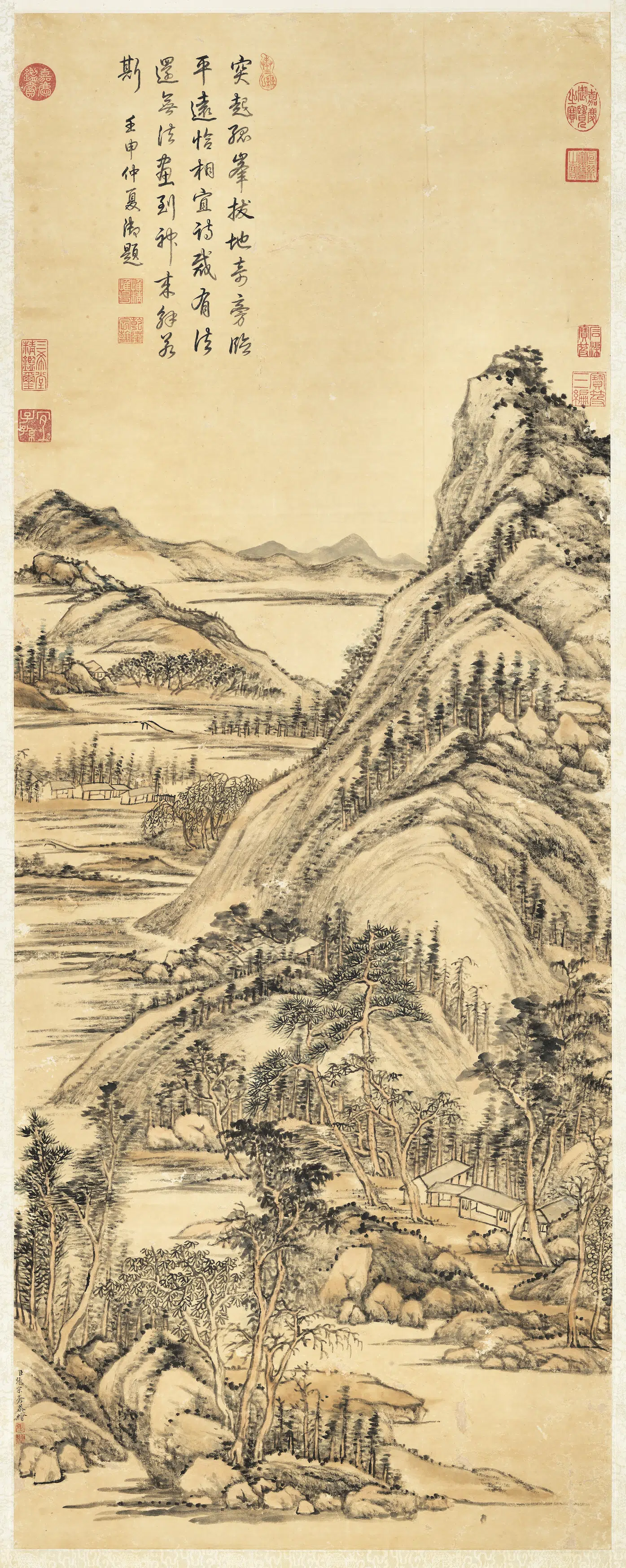 清代【张宗苍】《山水高宗御题图轴》