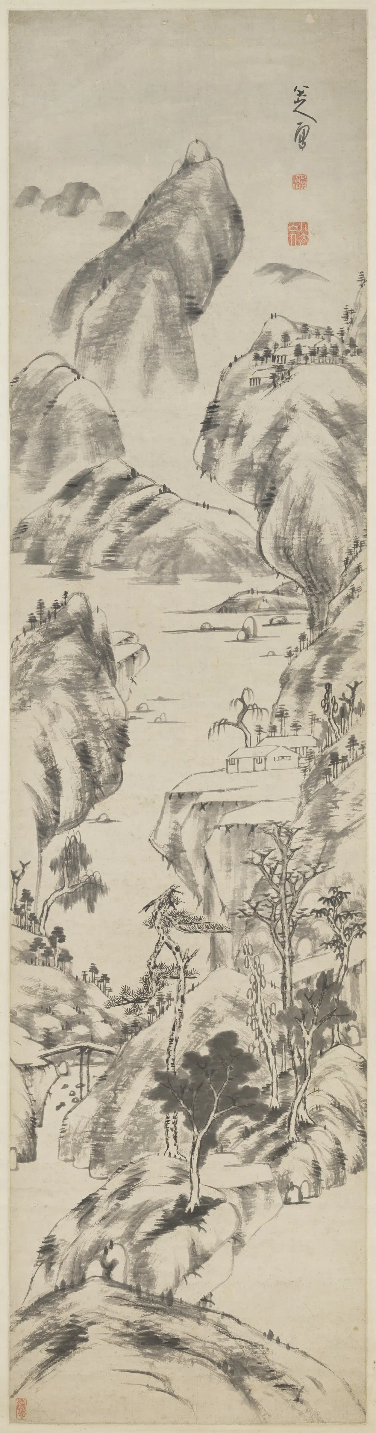 清代【朱耷】《山水图轴》