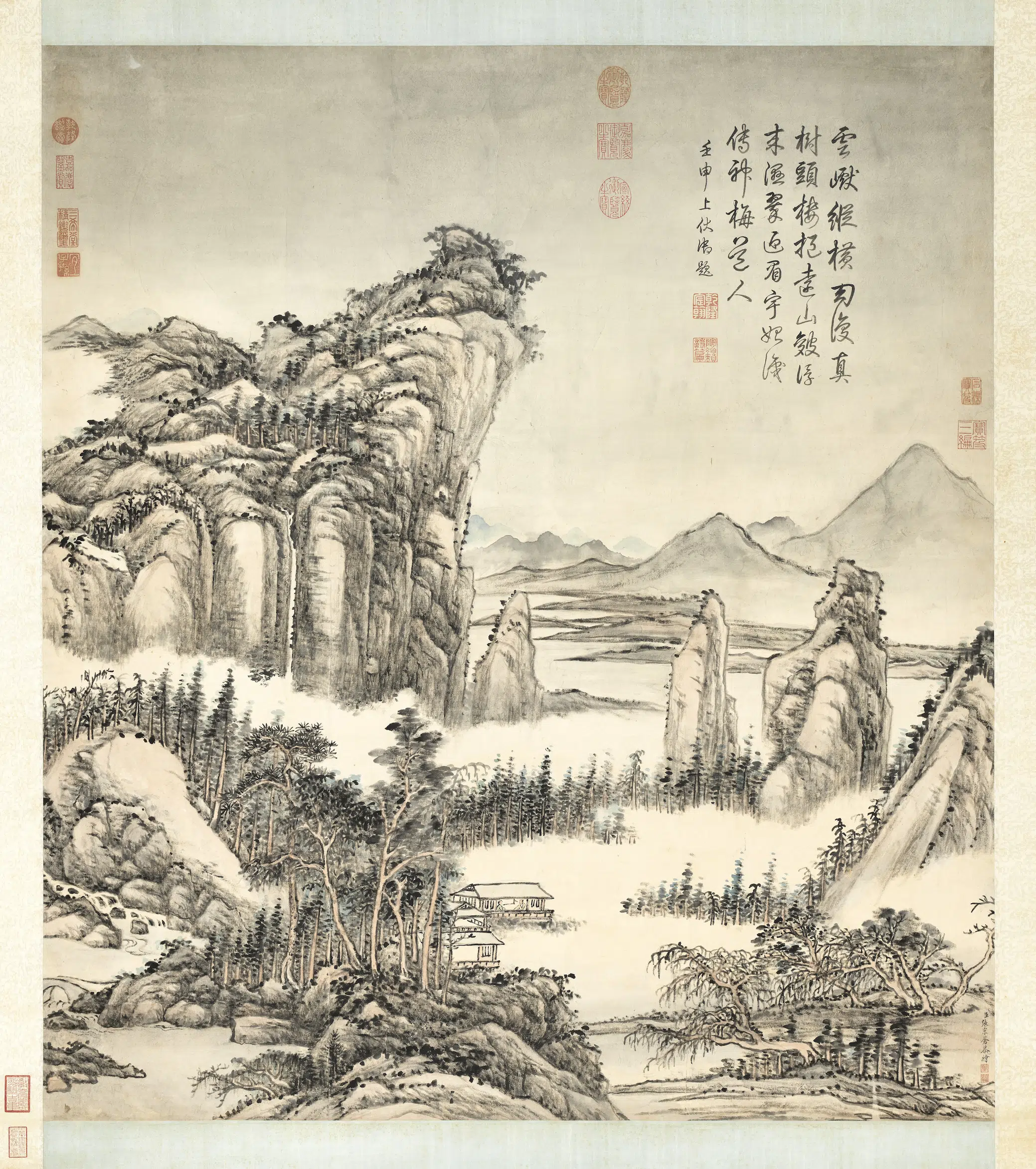清代【张宗苍】《画云巘山楼图轴》