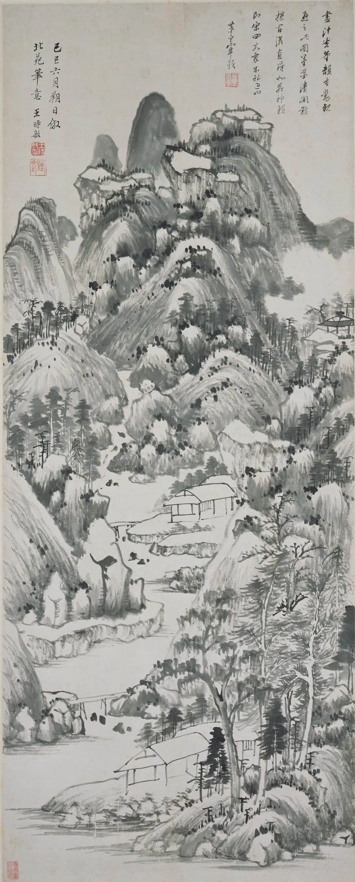 清代【王时敏】《仿北苑山水图轴》