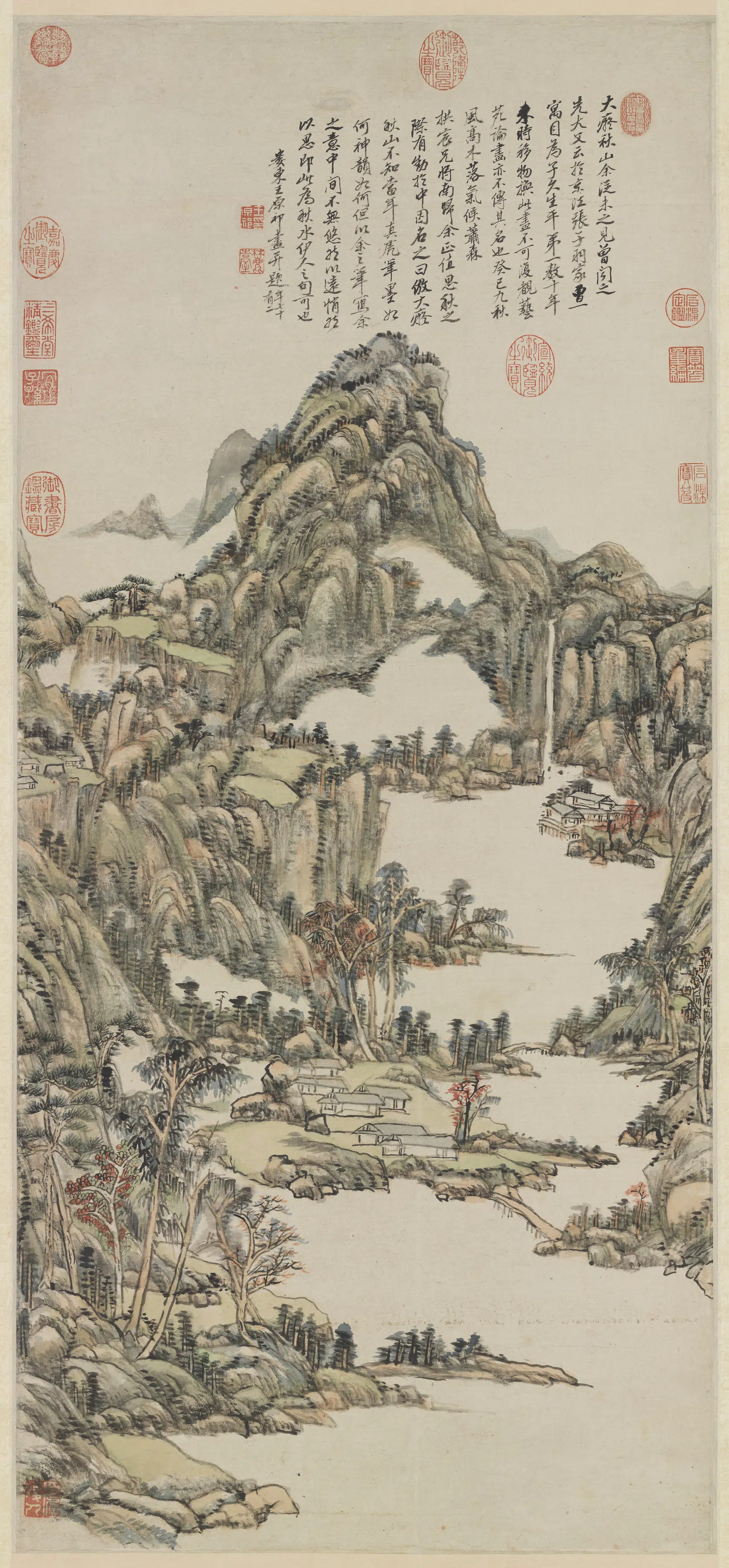 清代【王原祁】《仿黄公望秋山图轴》