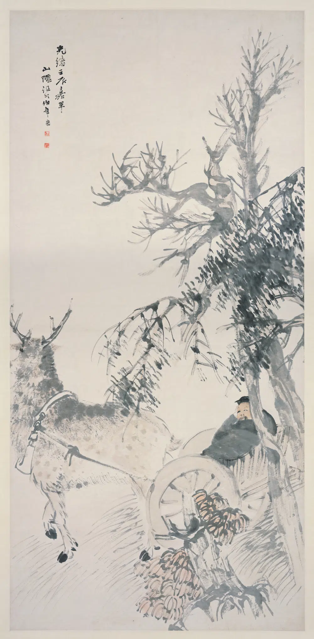 清代【任伯年（任颐）】《御鹿图轴》