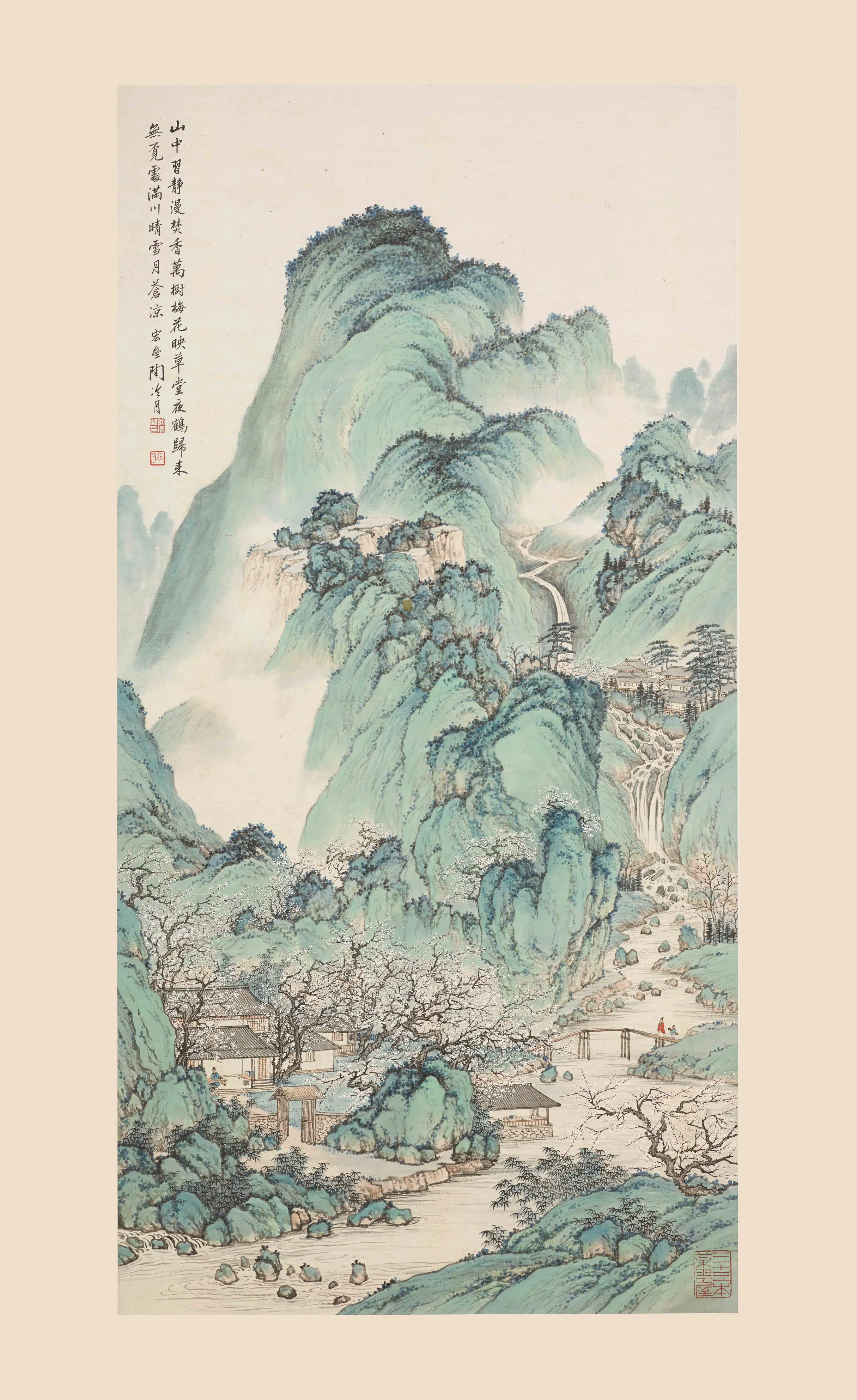 近现代【陶冷月】《梅花草堂图轴》