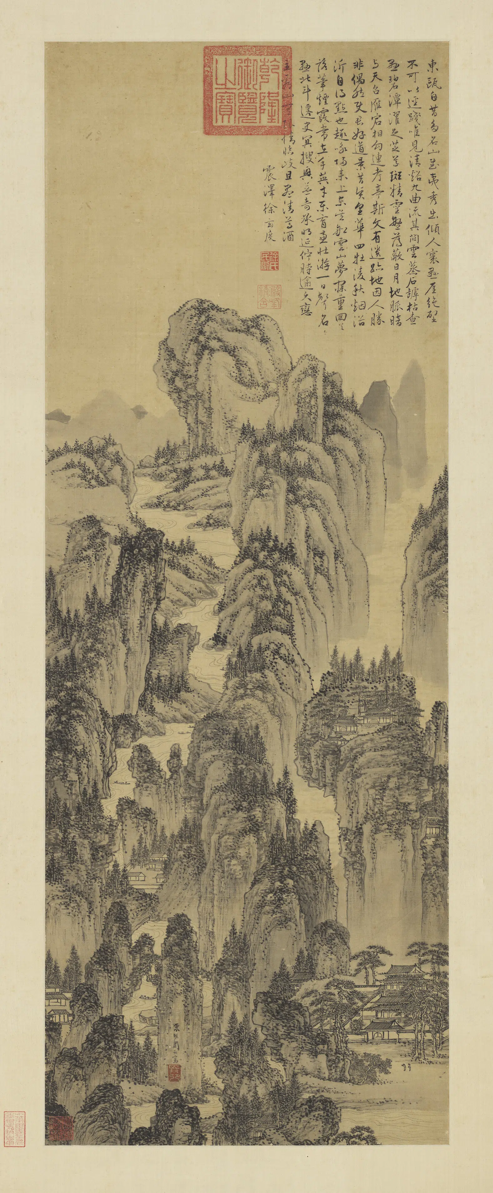 明朝【周臣】《山水图轴》