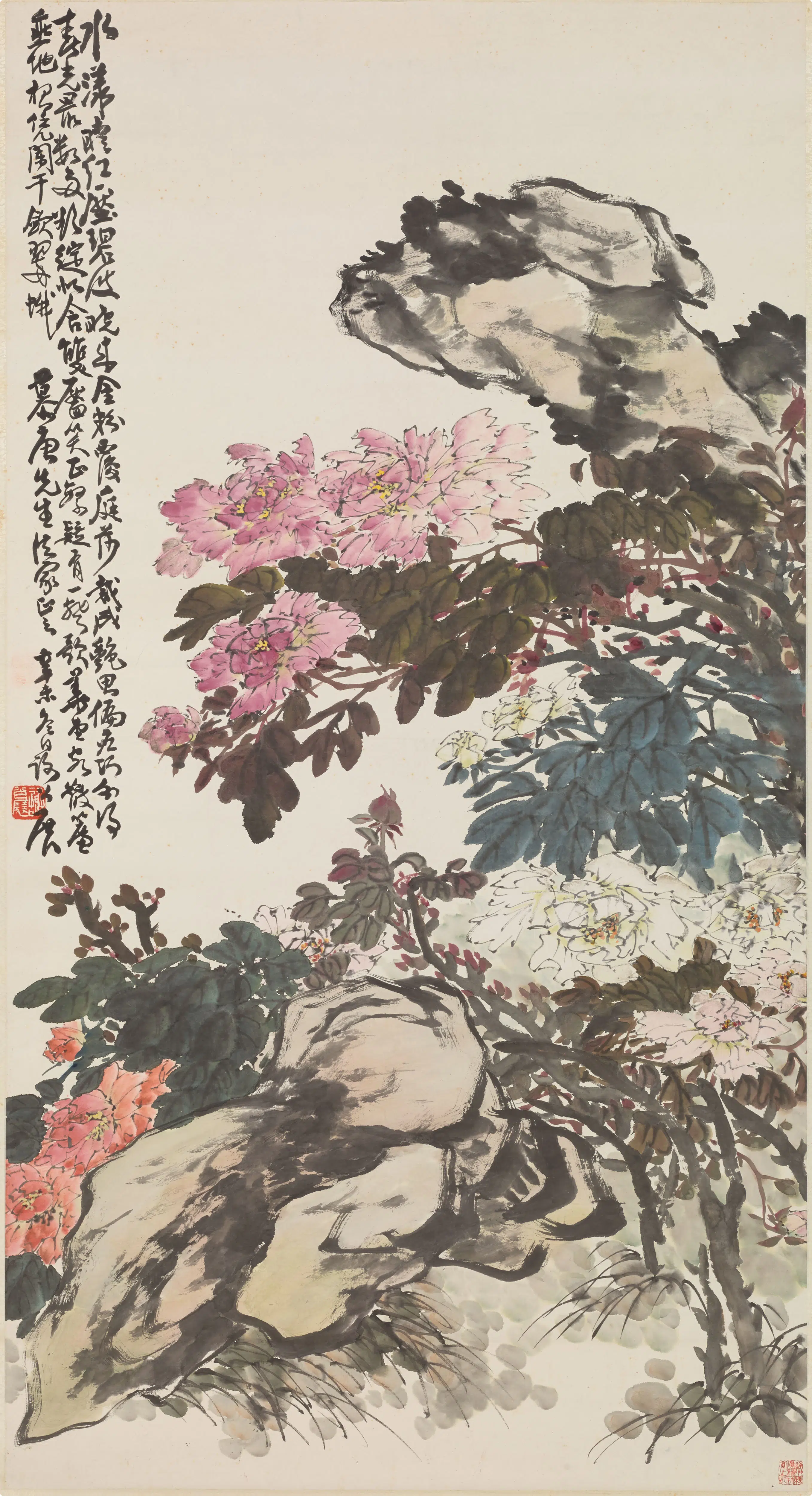 近现代【谢公展】《牡丹图轴》