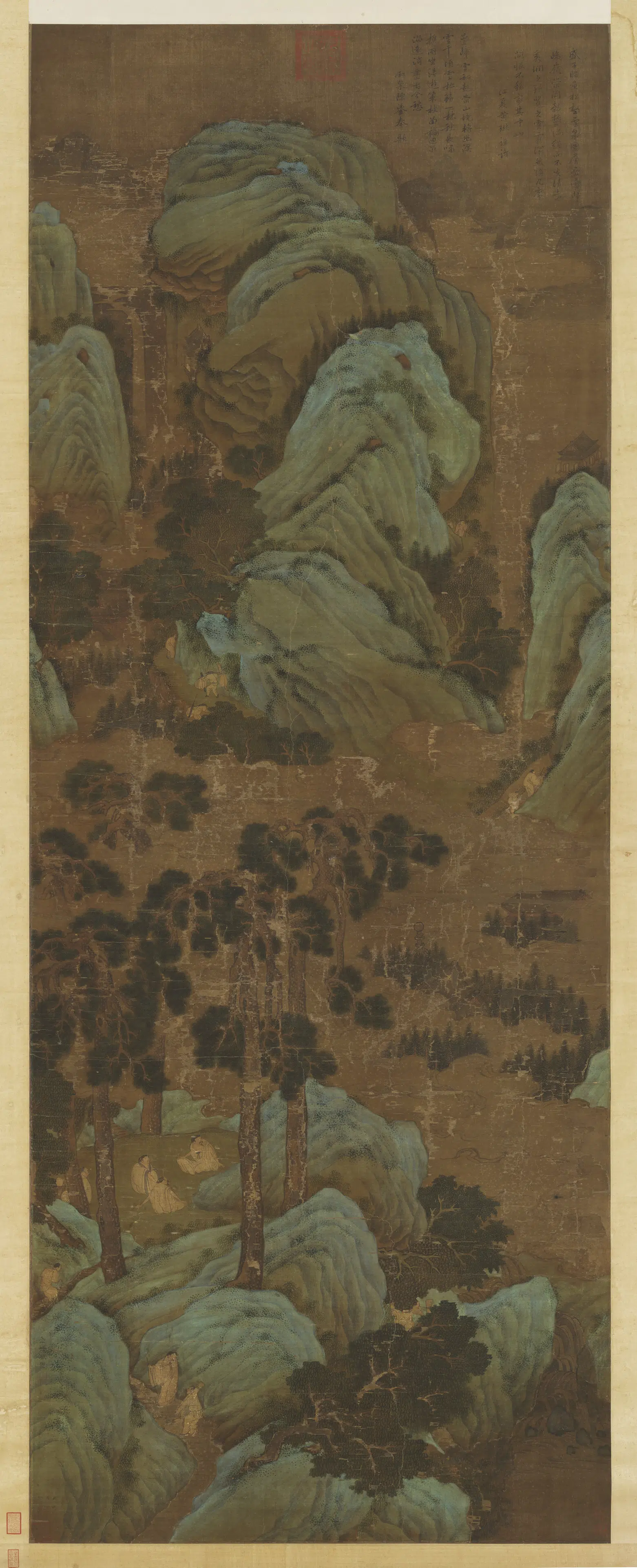 元朝【盛懋】《松壑云泉图轴》