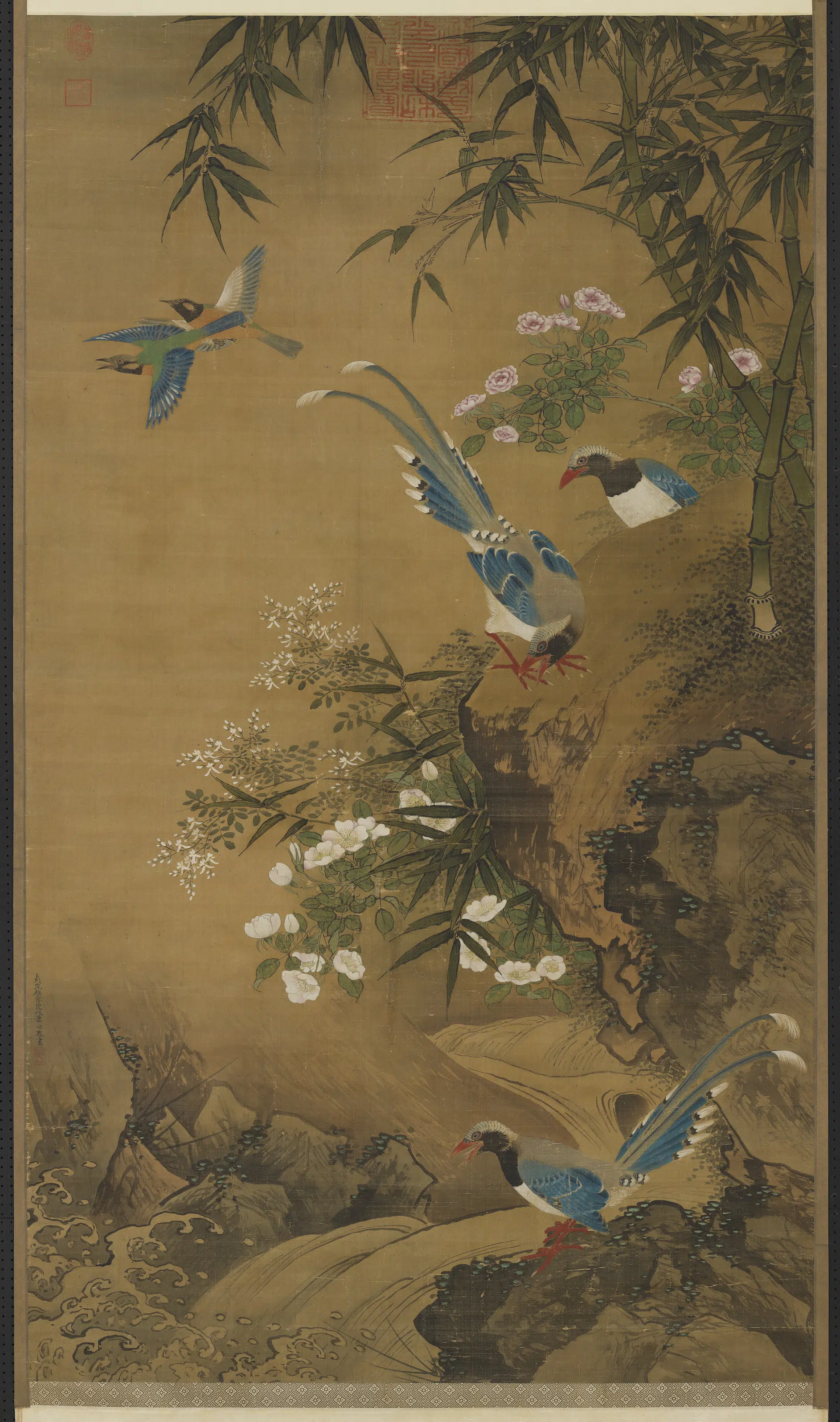 辽代【萧瀜】《画花鸟图轴》