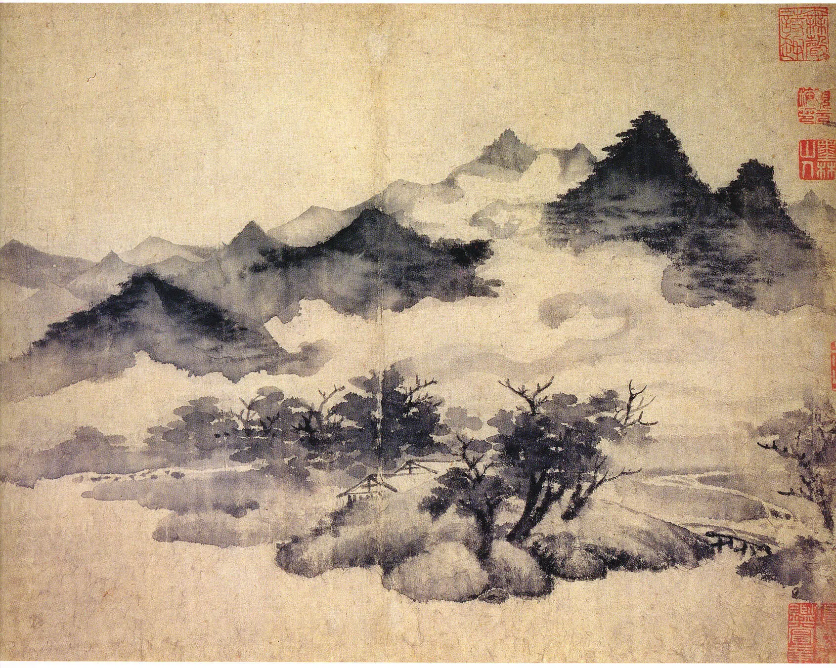 元朝【王蒙】《溪山风雨图(10开)》 第10张 元朝【王蒙】《溪山风雨图(10开)》 第10张