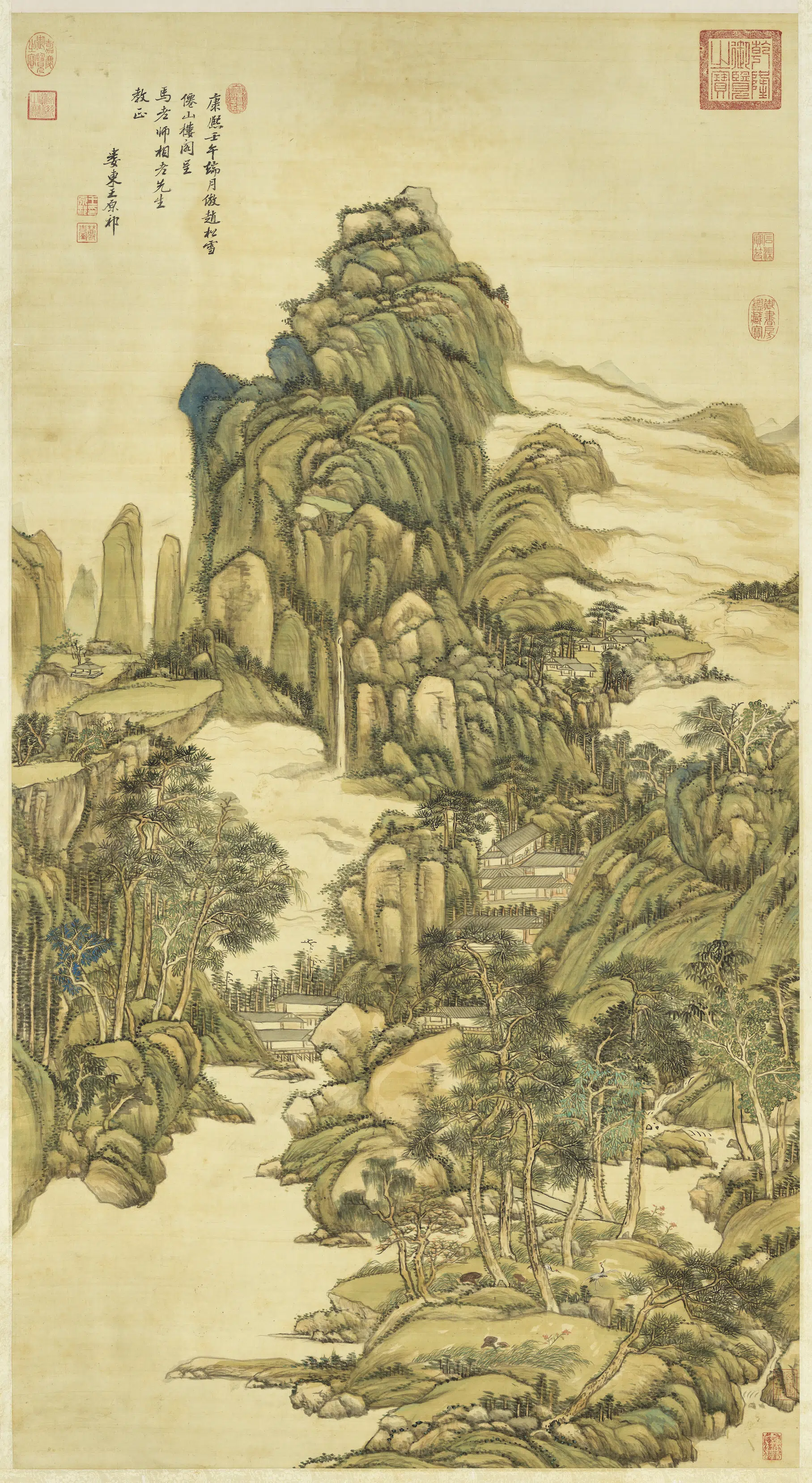 清代【王原祁】《仿赵孟頫仙山楼阁图轴》