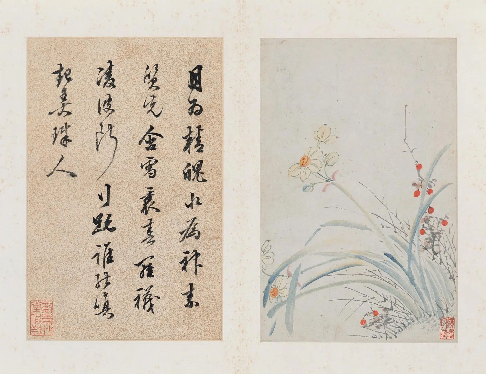 明朝【陈继儒】《梅竹水仙诗画册》 第2张