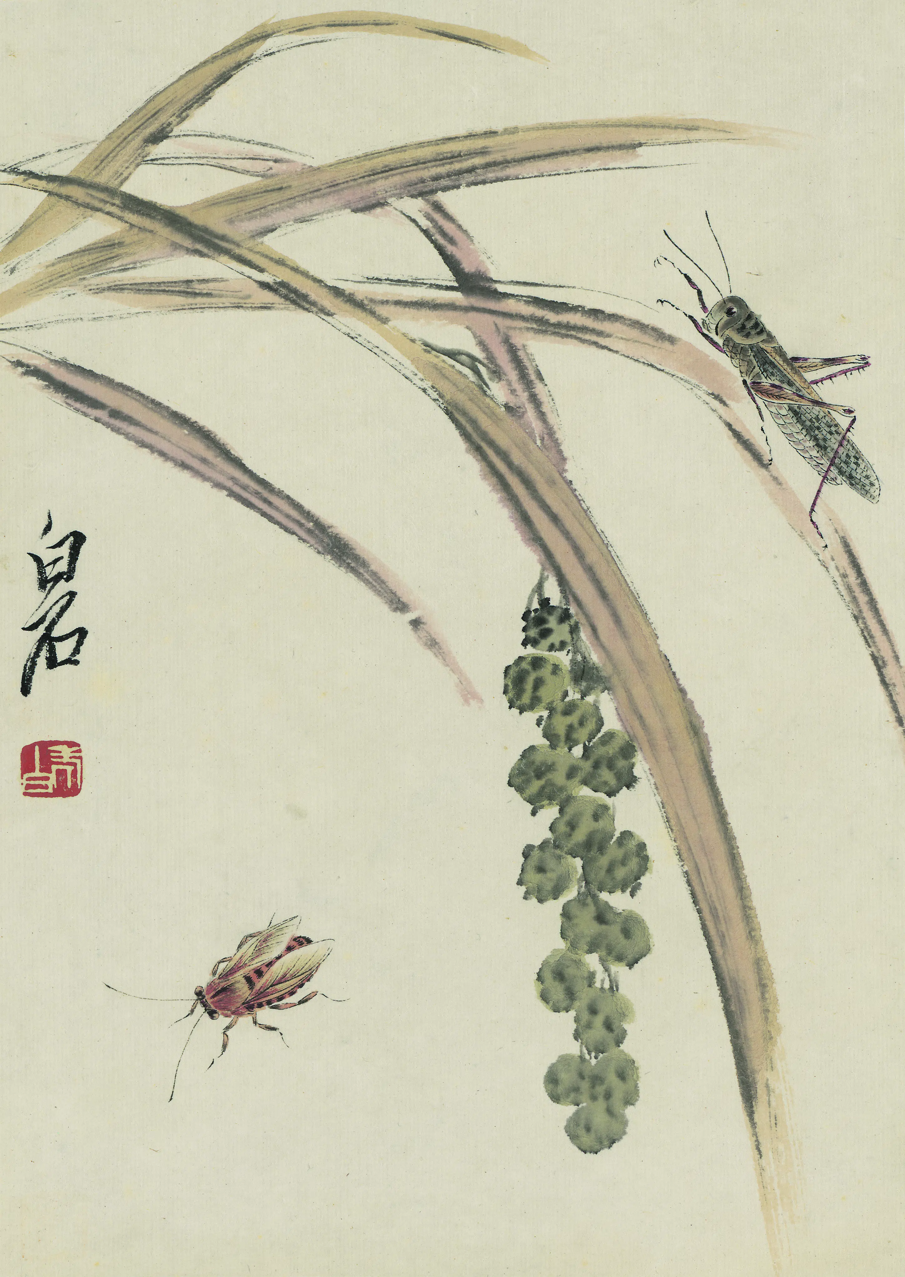 近现代【齐白石】《花卉虫草图册二十开》 第3张
